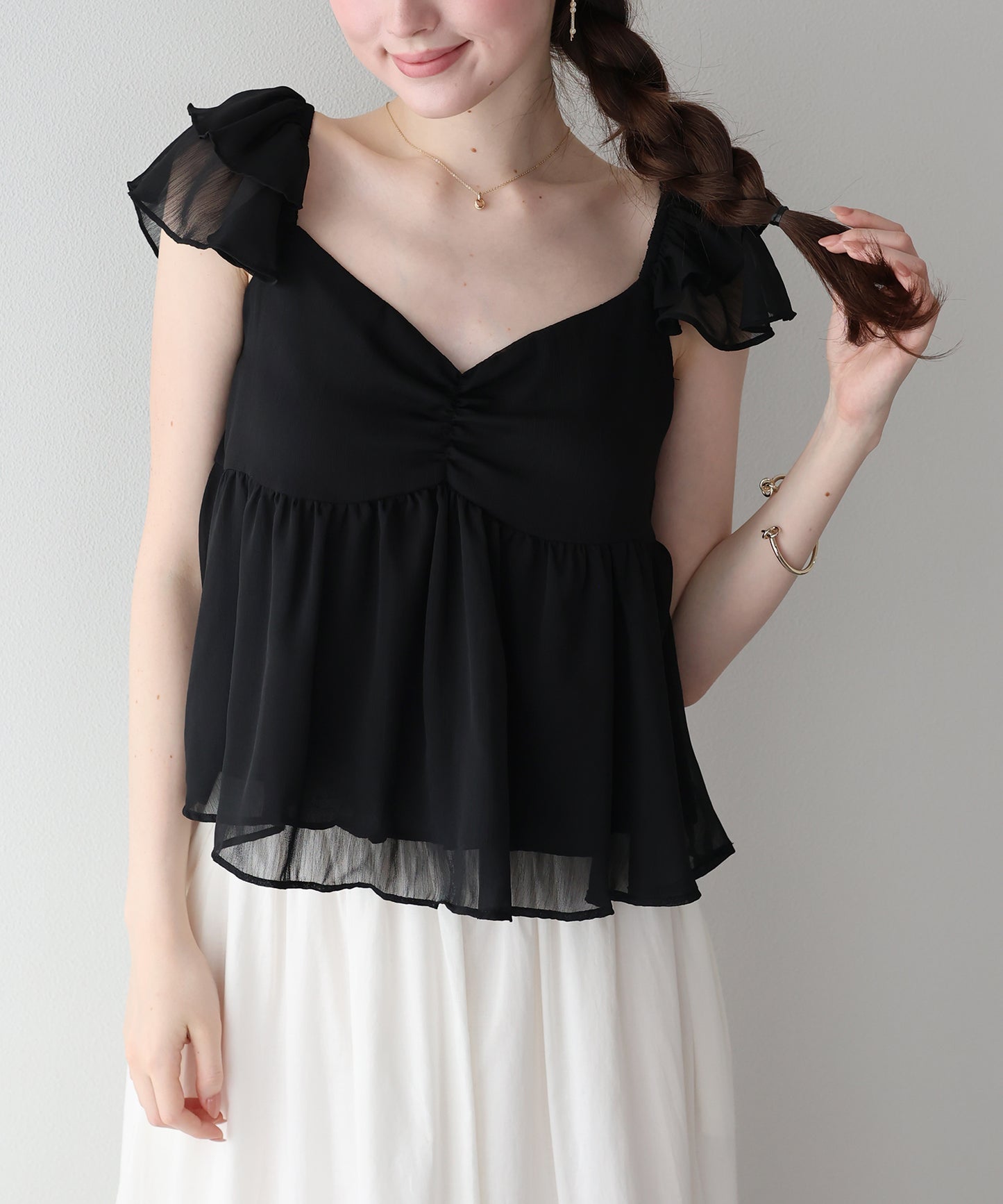 【早割5%OFF】フリルスリーブブラウス【メール便】