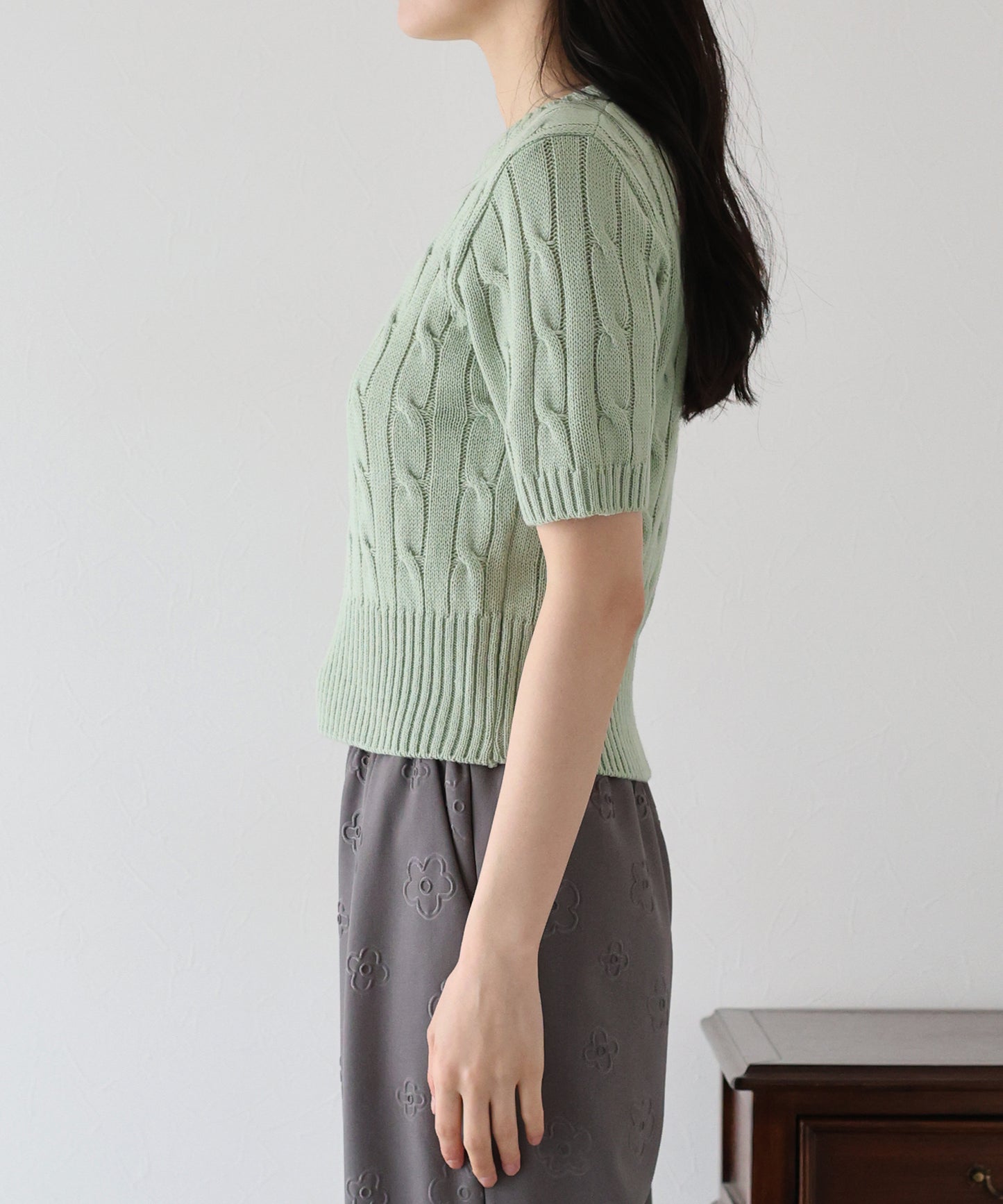 【TIME SALE】半袖ケーブルニット