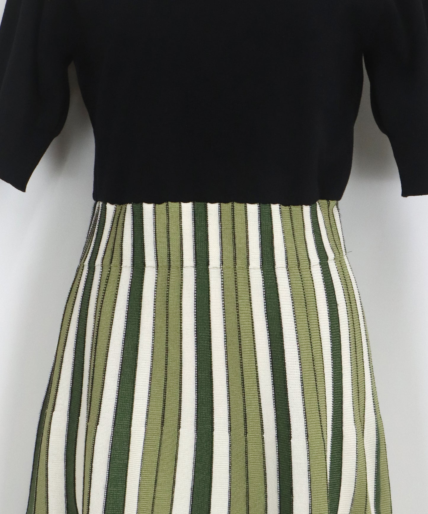 【SALE】配色ストライプニットスカートドッキングワンピース