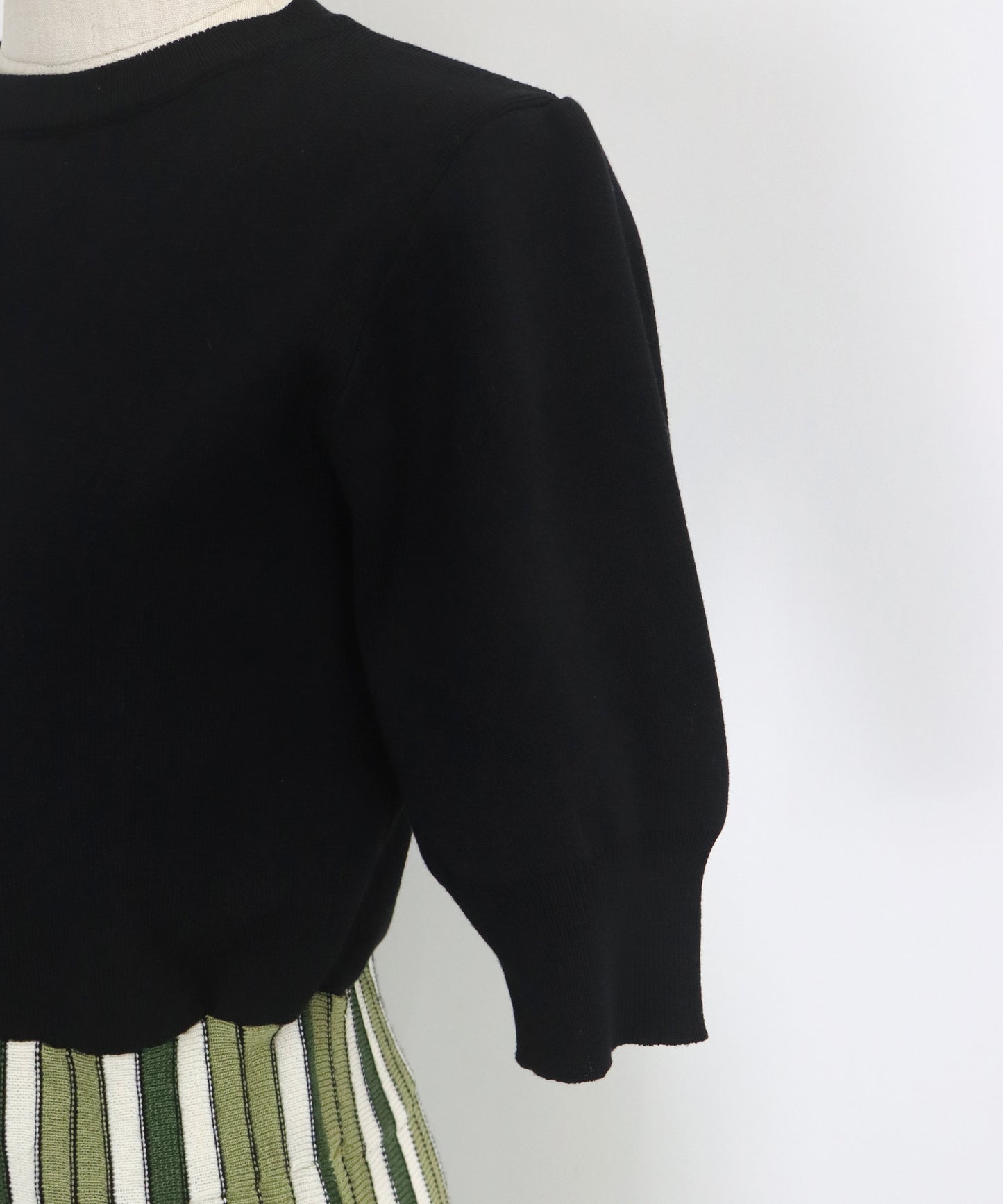 【SALE】配色ストライプニットスカートドッキングワンピース