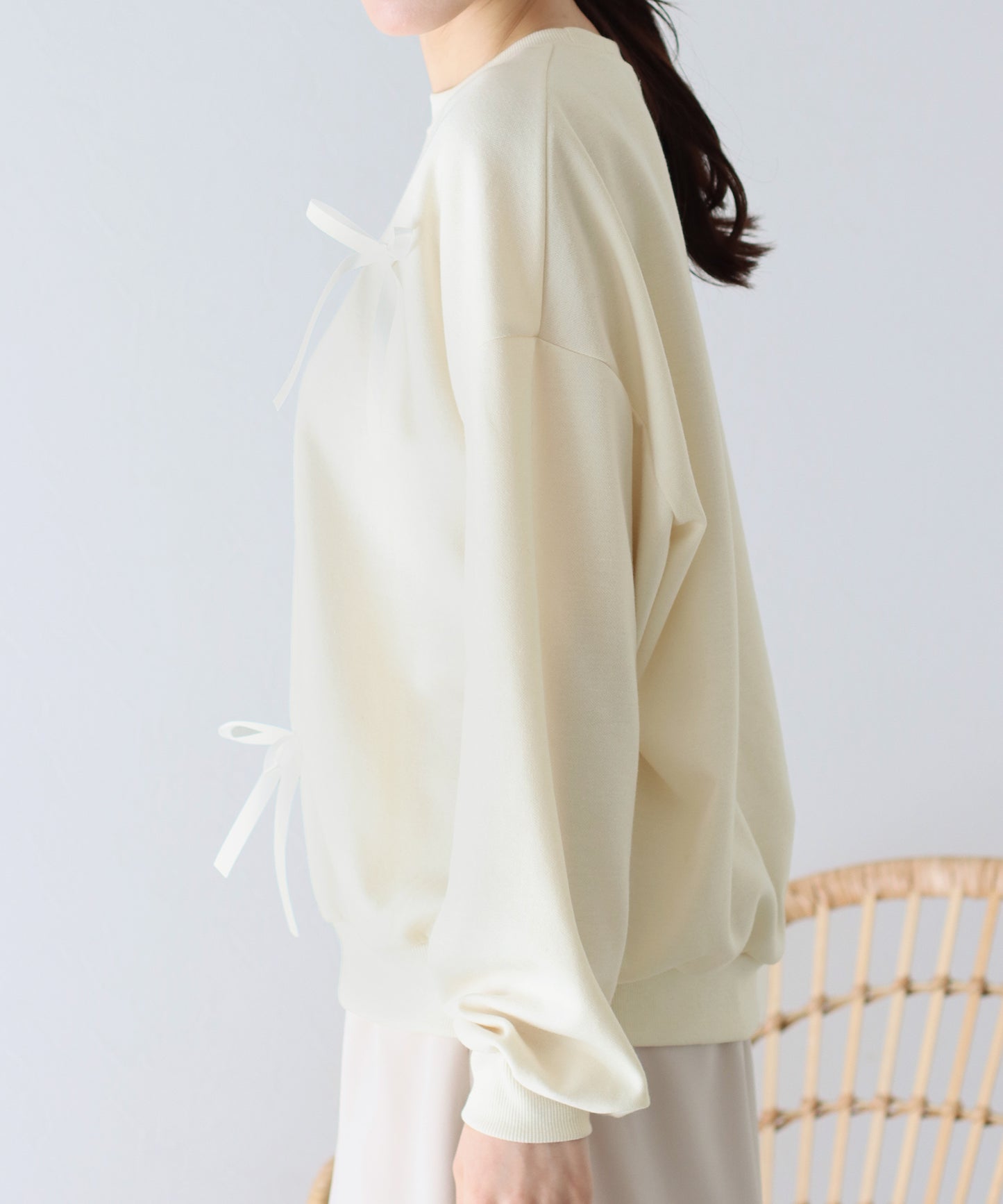 【SALE】リボン付きオーバーサイズスウェット