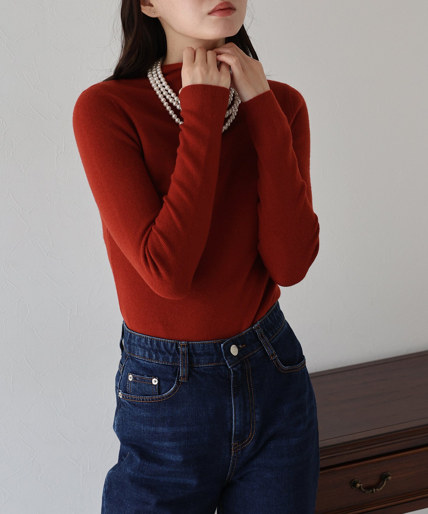 【TIME SALE】ウール混ベーシックハイネックニット