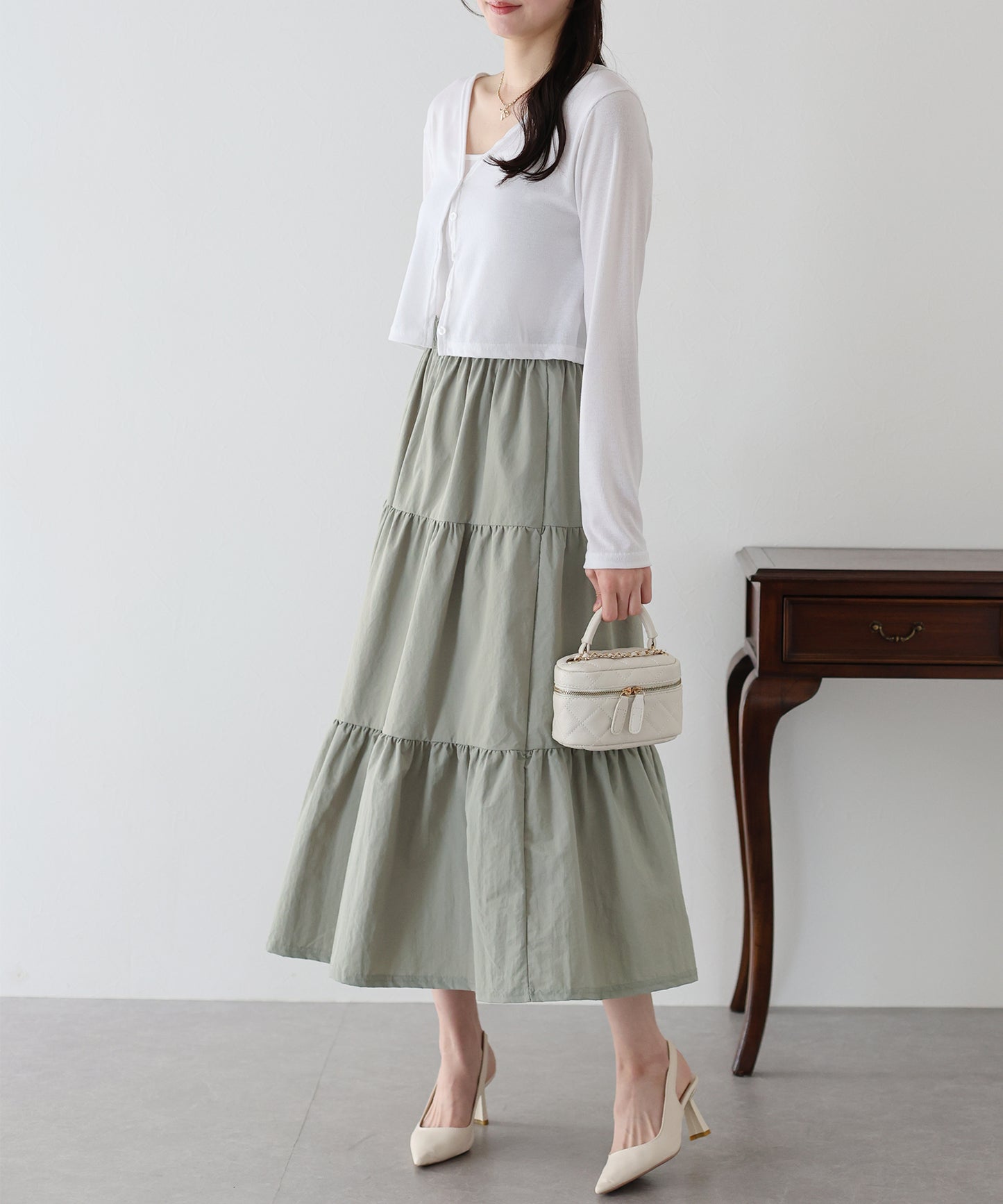 【SALE】ナイロンティアードスカート