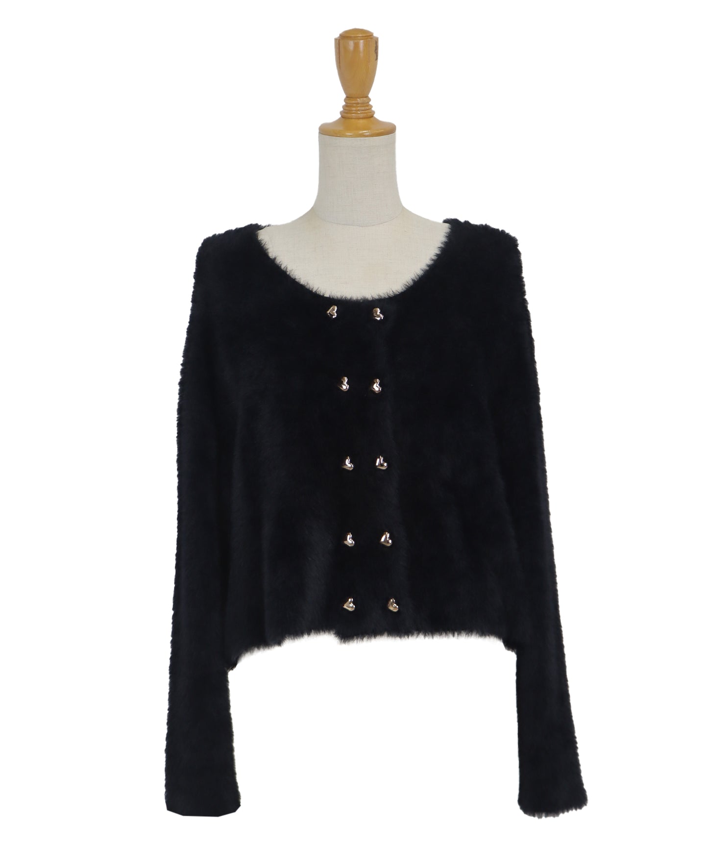 ハートボタンシャギーカーディガン