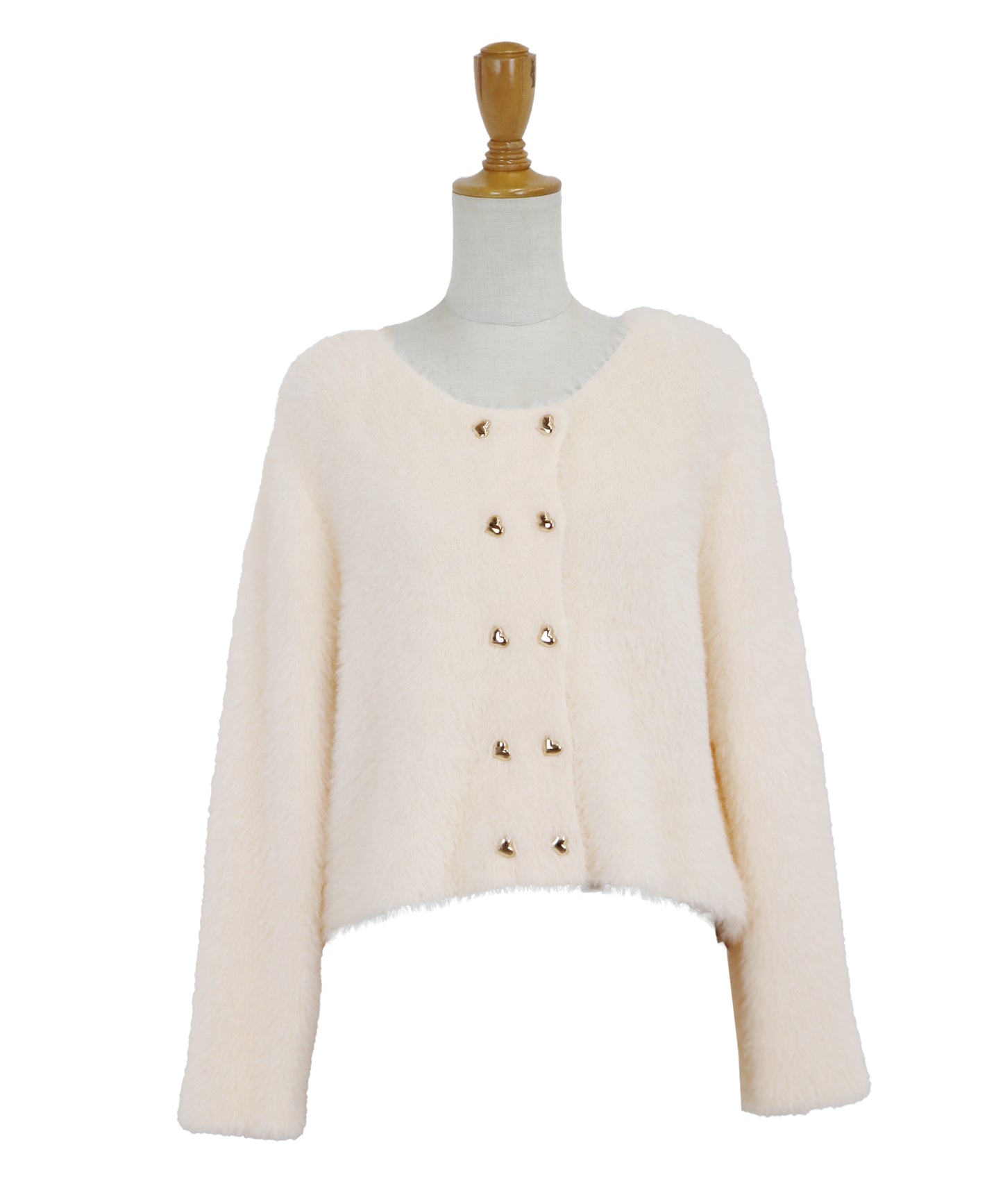 ハートボタンシャギーカーディガン