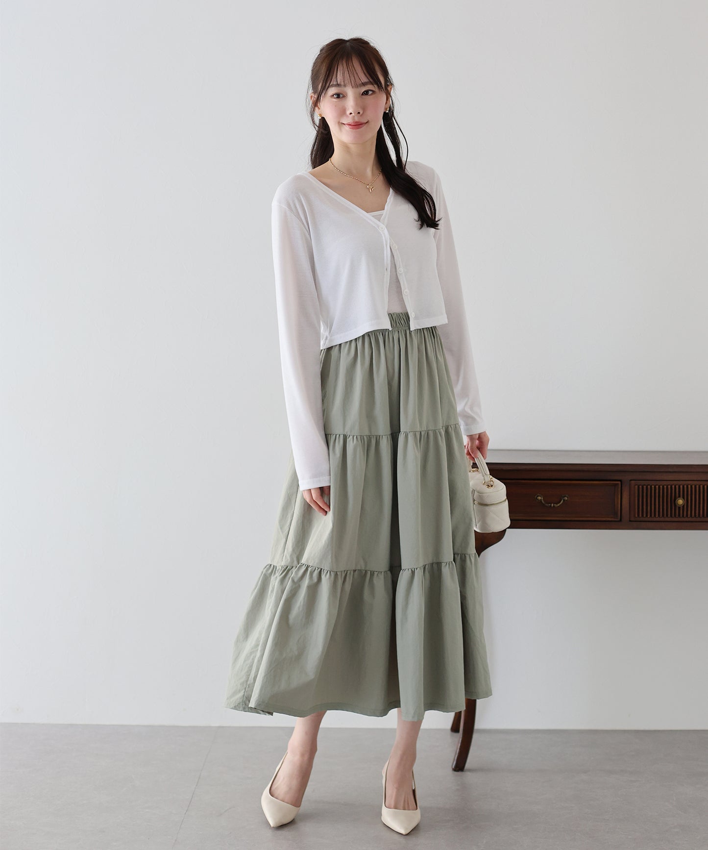 【SALE】ナイロンティアードスカート