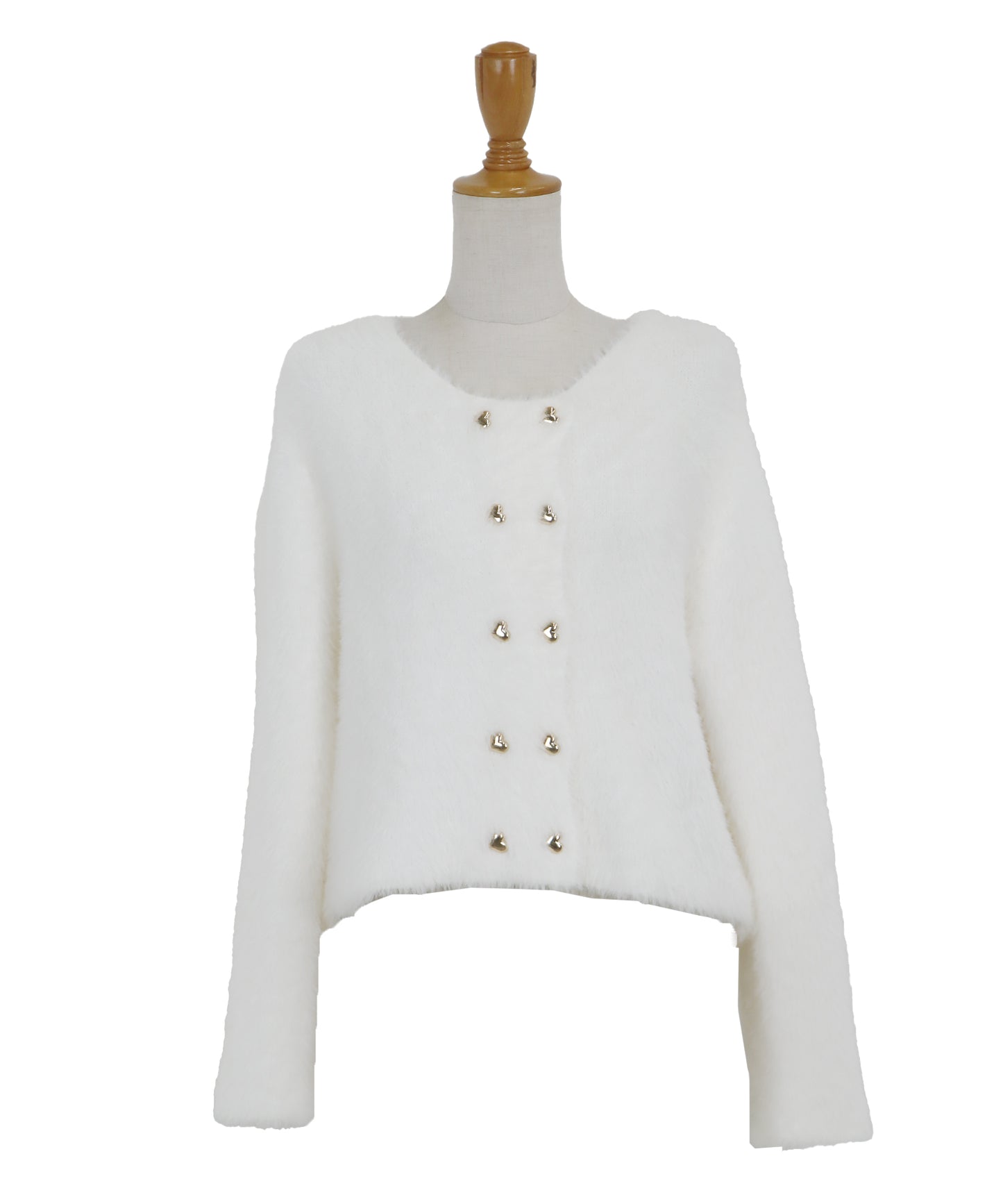 ハートボタンシャギーカーディガン