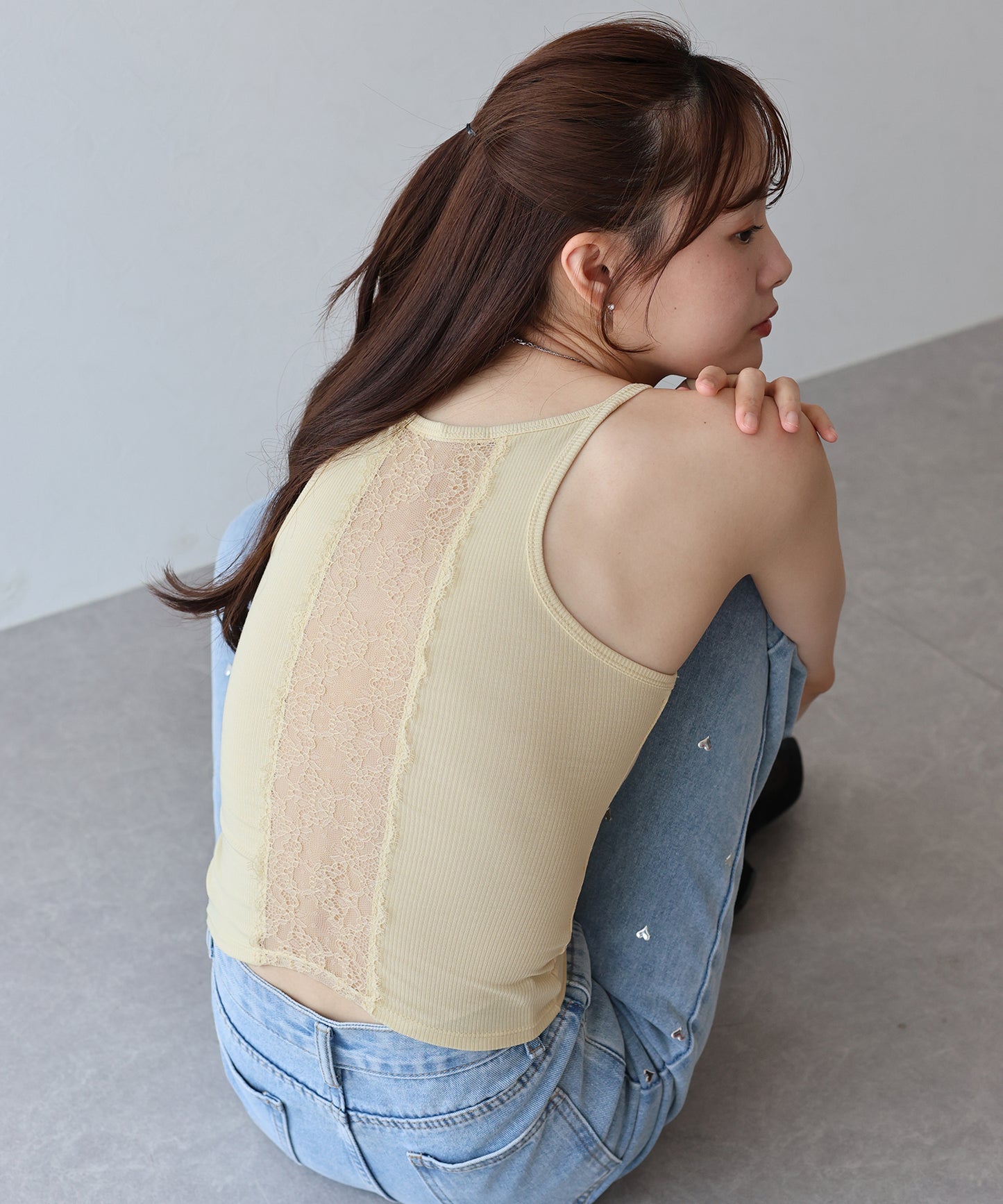【TIME SALE】バックレースカップ付きキャミソール【ネコポス】
