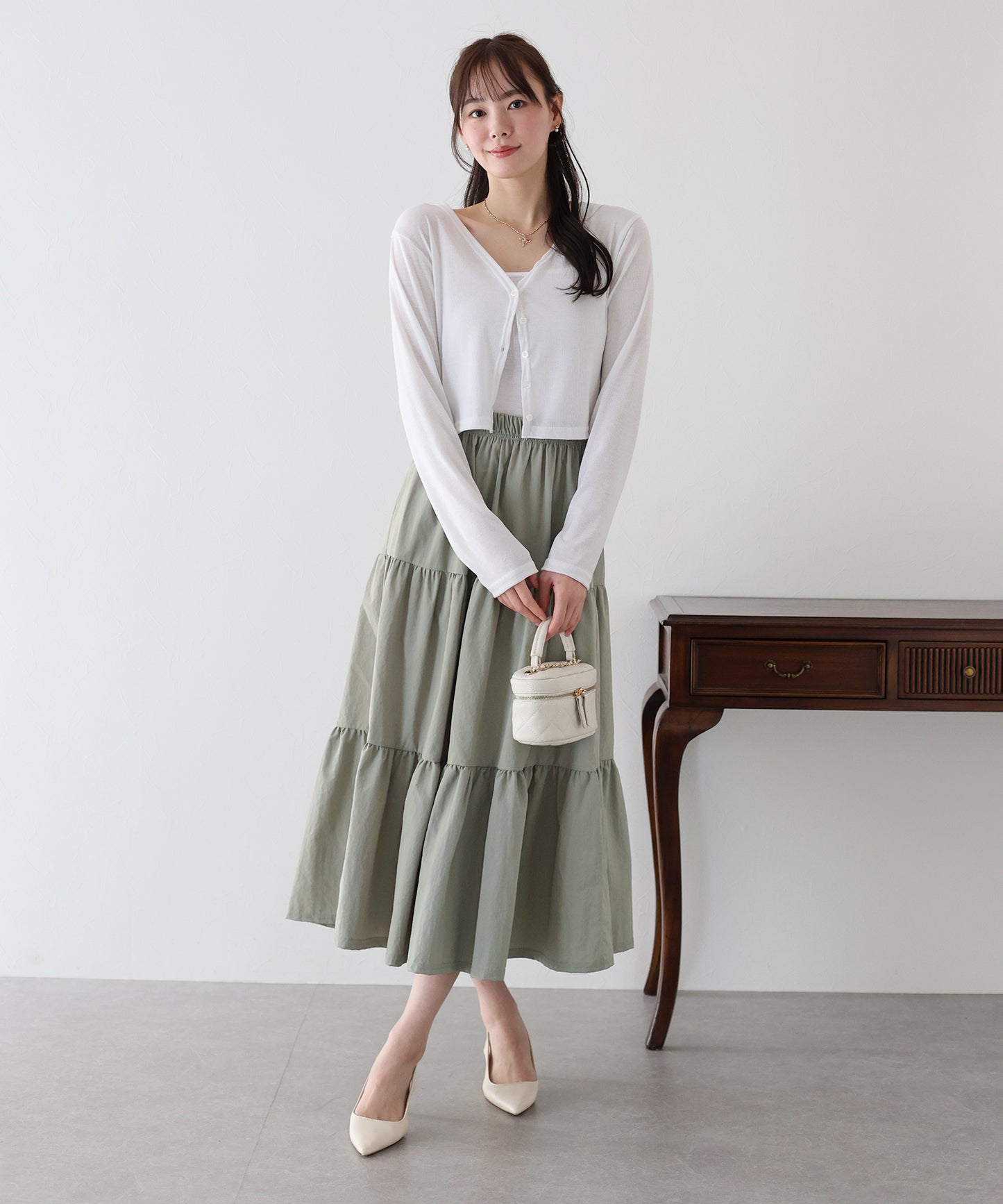 【SALE】ナイロンティアードスカート