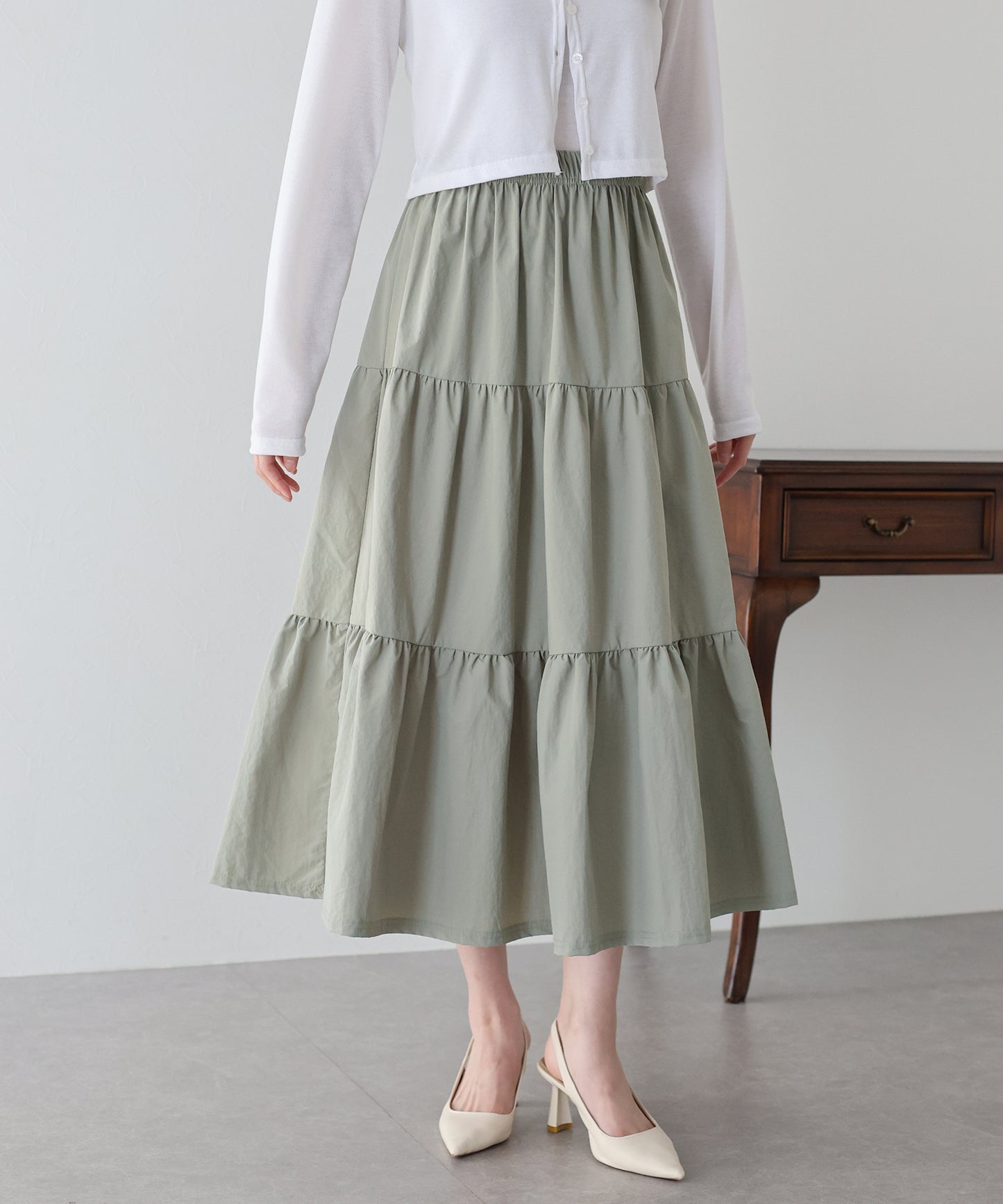 【SALE】ナイロンティアードスカート