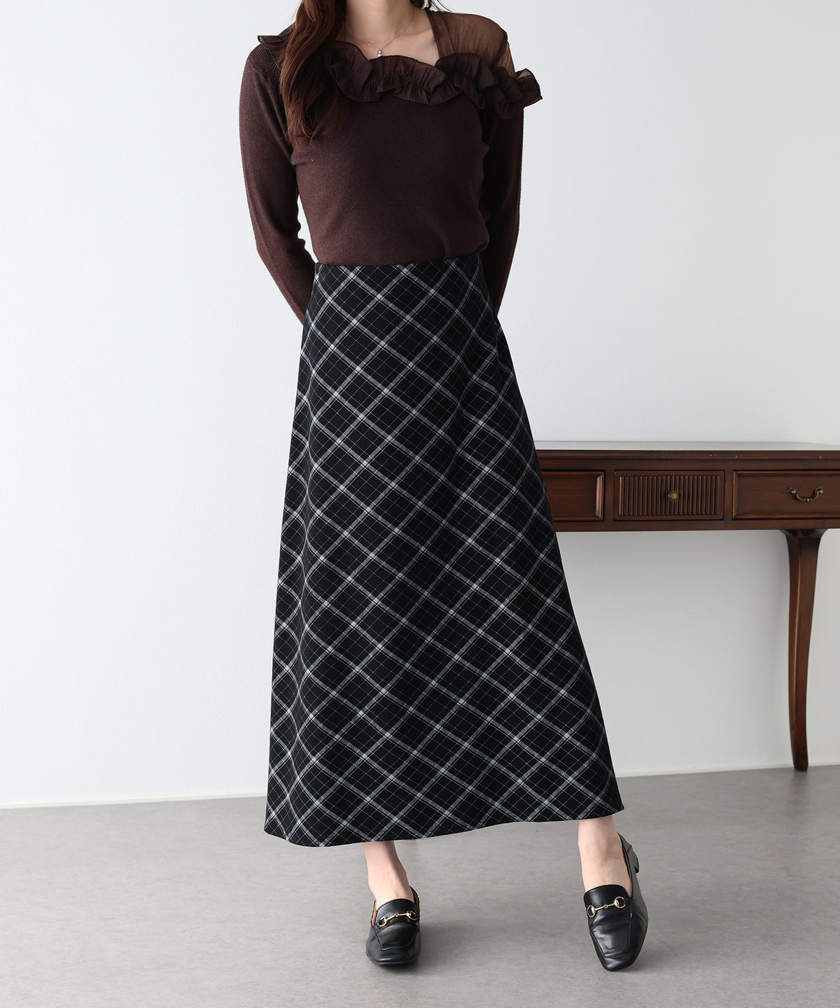 【早割5%OFF】バイアスチェックスカート