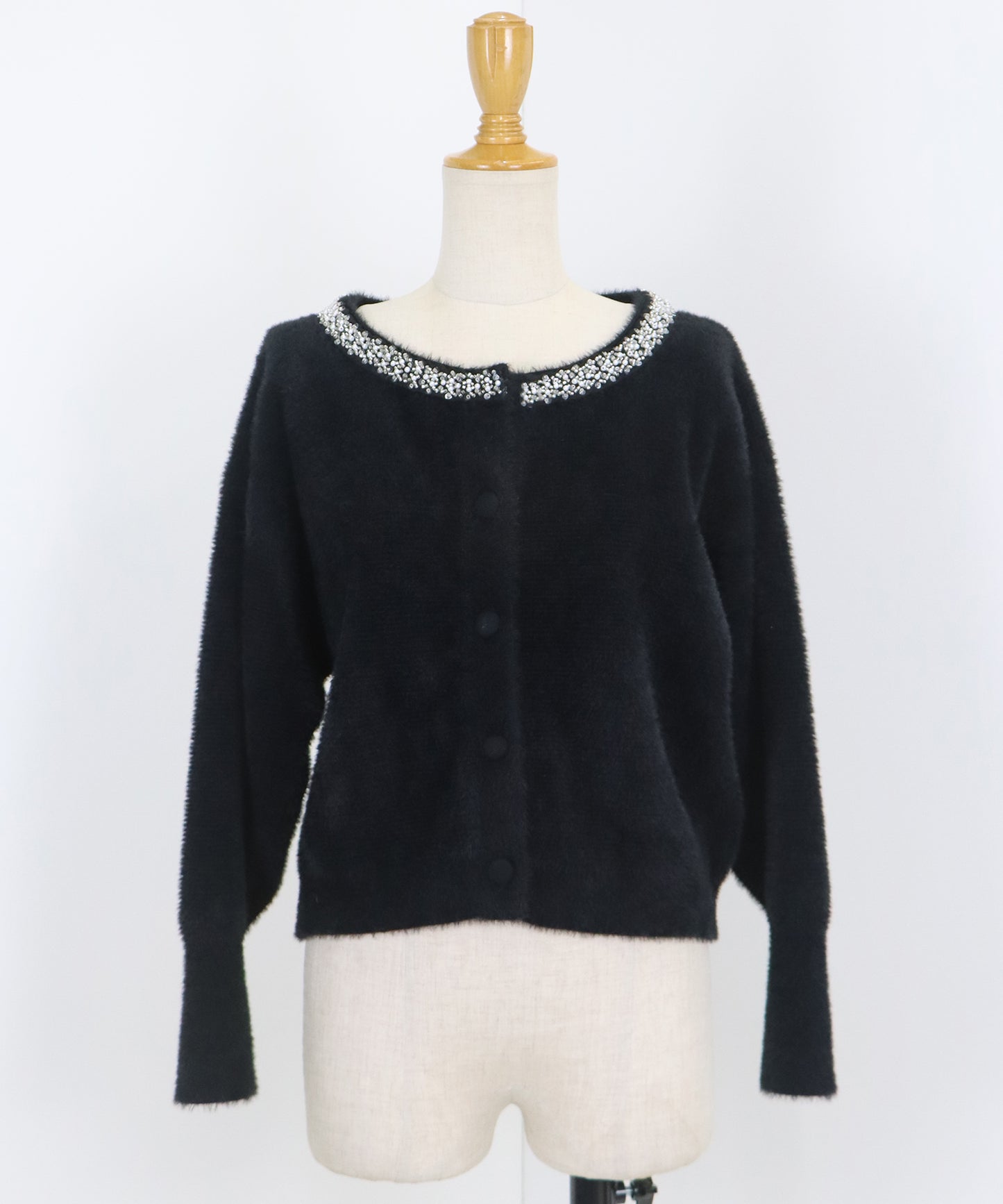 【SALE】ビジュー襟ニットカーディガン