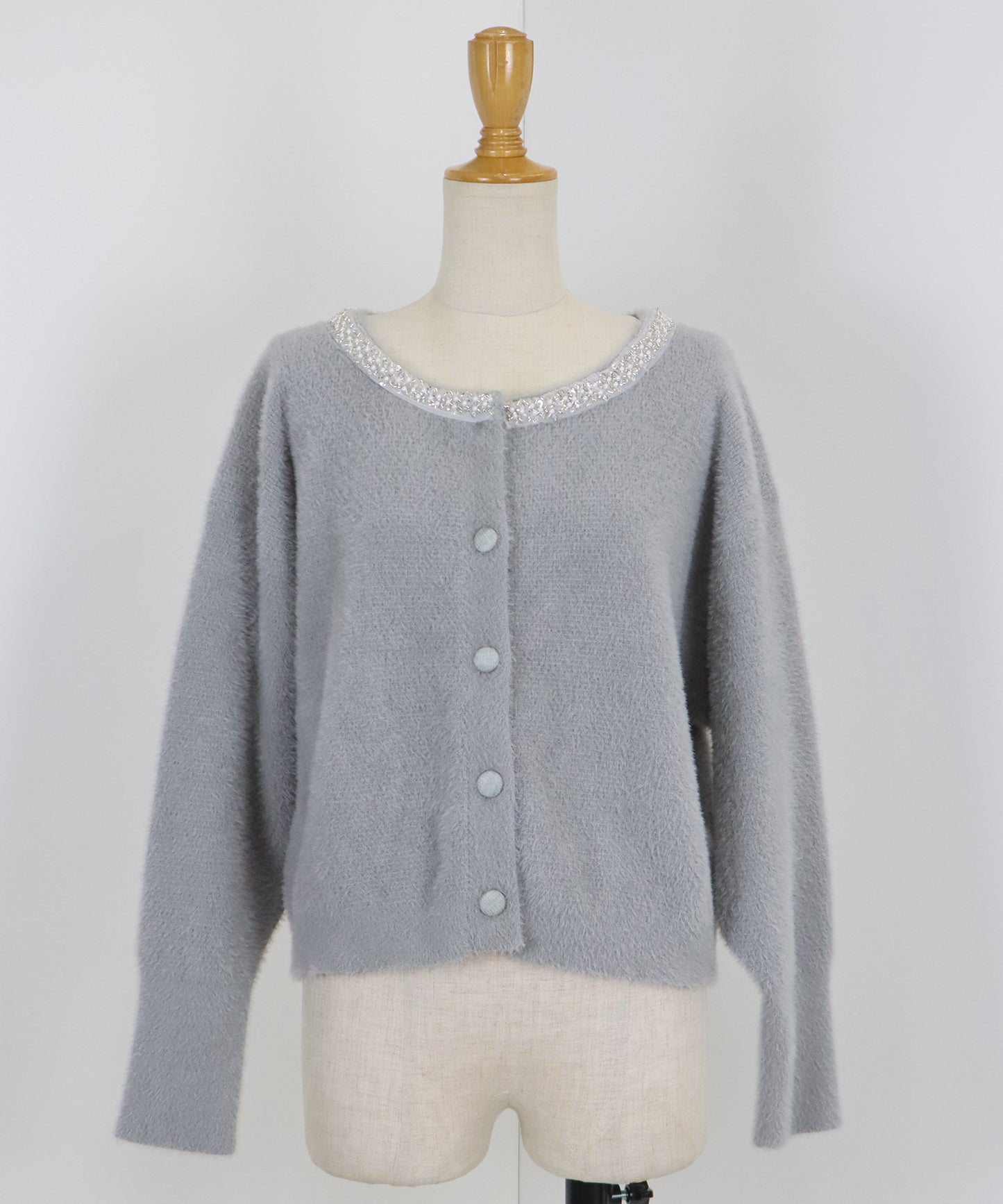 【SALE】ビジュー襟ニットカーディガン