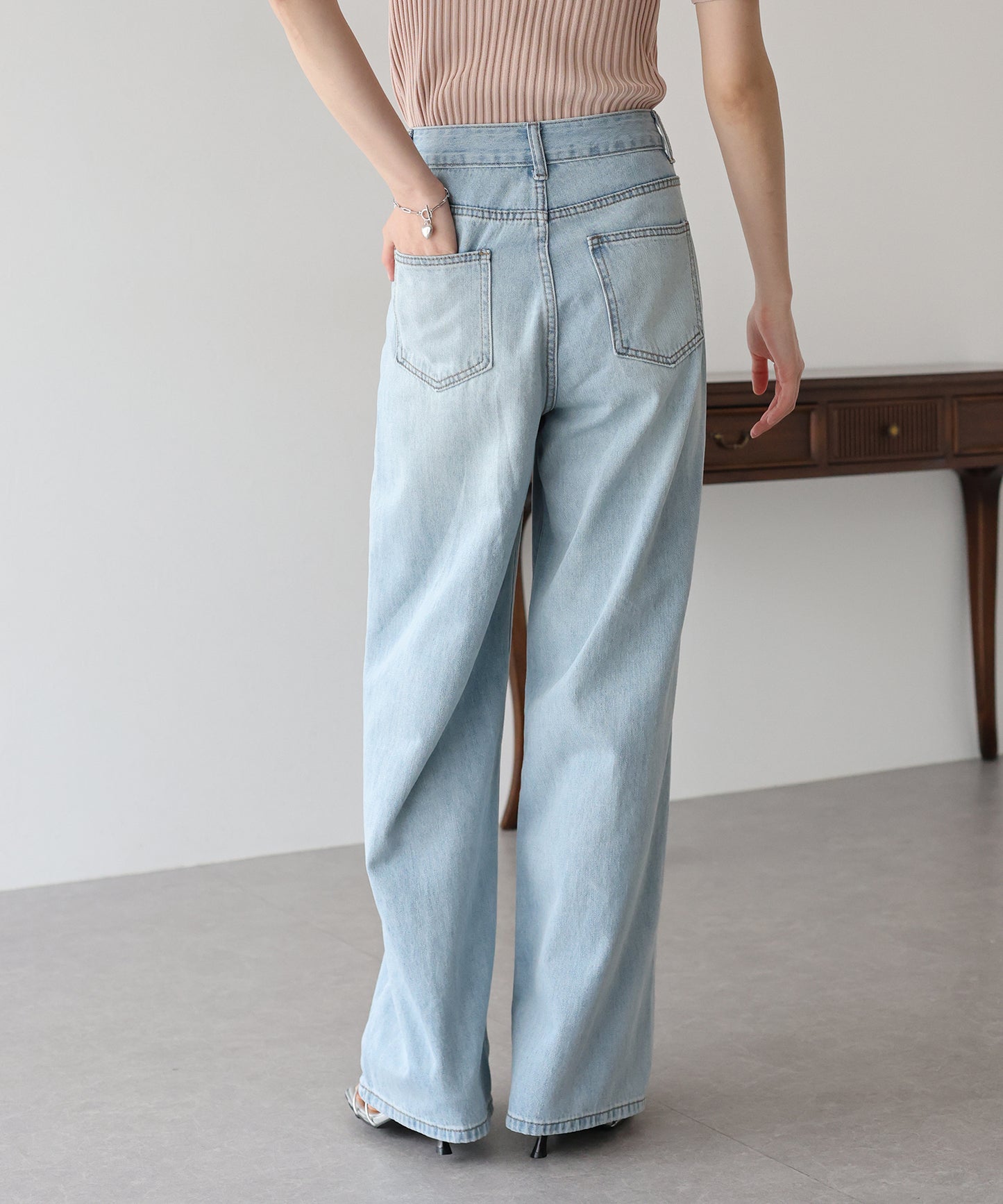 【新商品限定5%OFF(木)】パールフラワーデニム