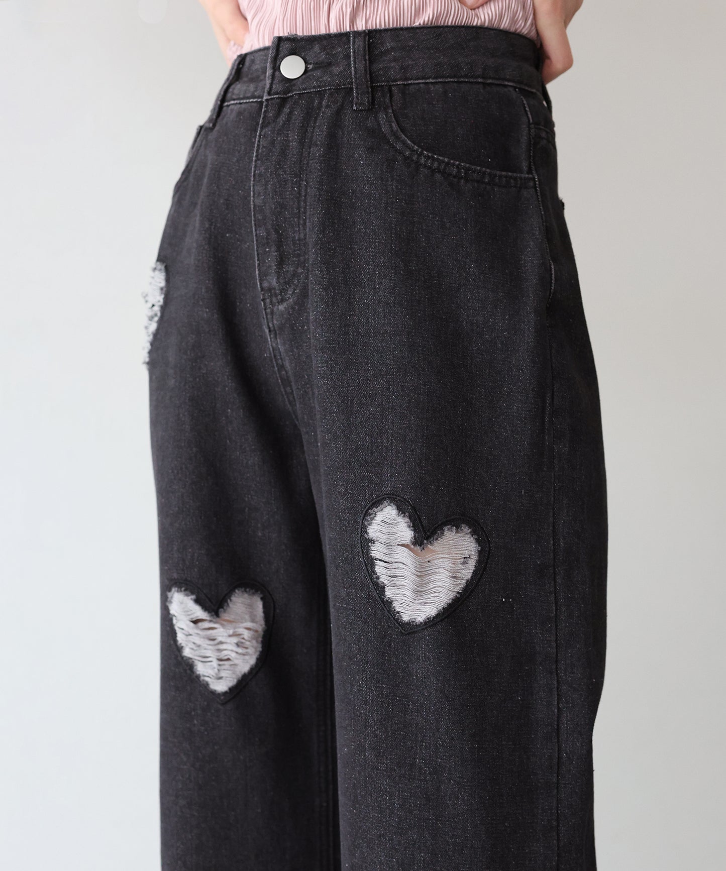 【SALE】ハートダメージデニムパンツ