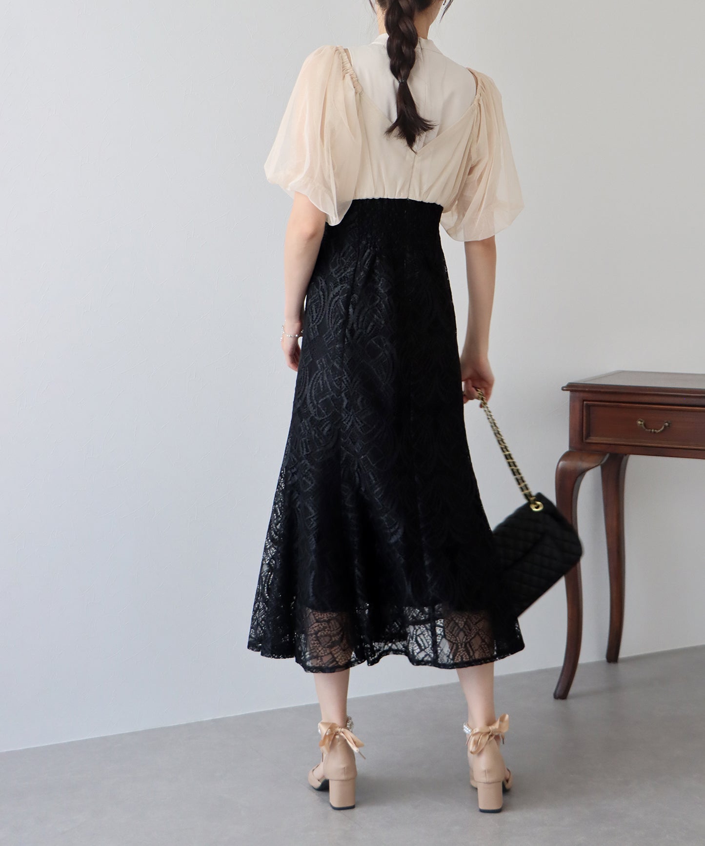 【TIME SALE】ラメチュールオフショルパーティードレス