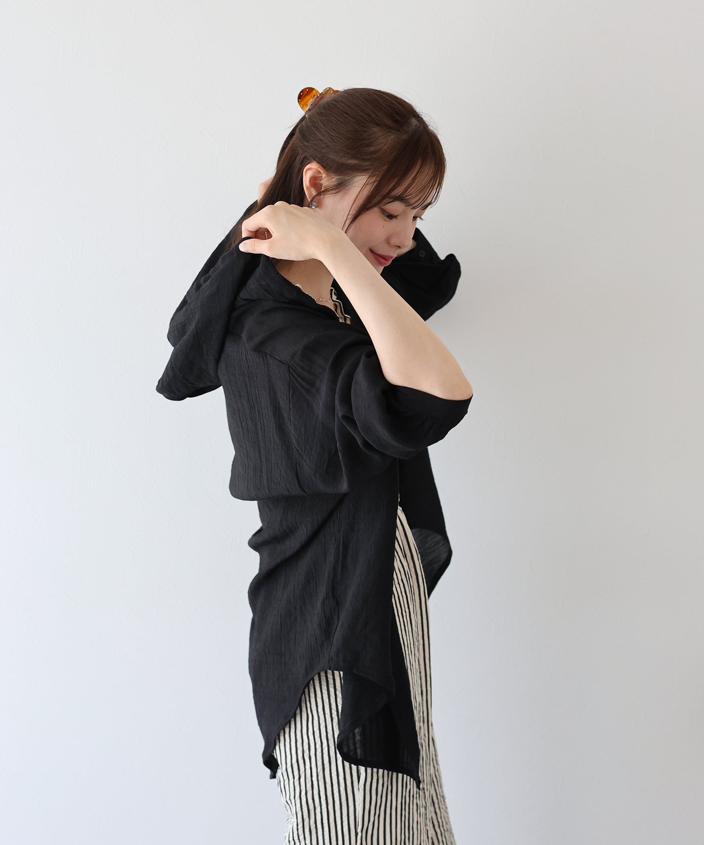【TIME SALE】フード付きシアーシャツ【ネコポス】