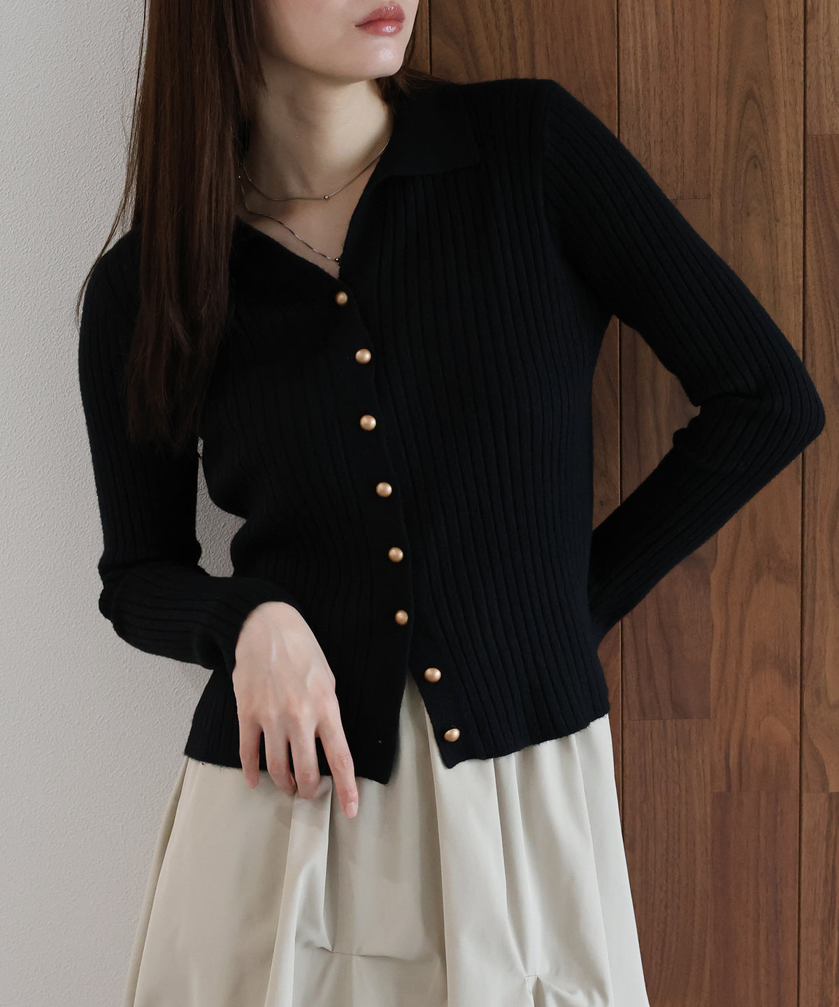 【早割5%OFF】スキッパーリブカーディガン