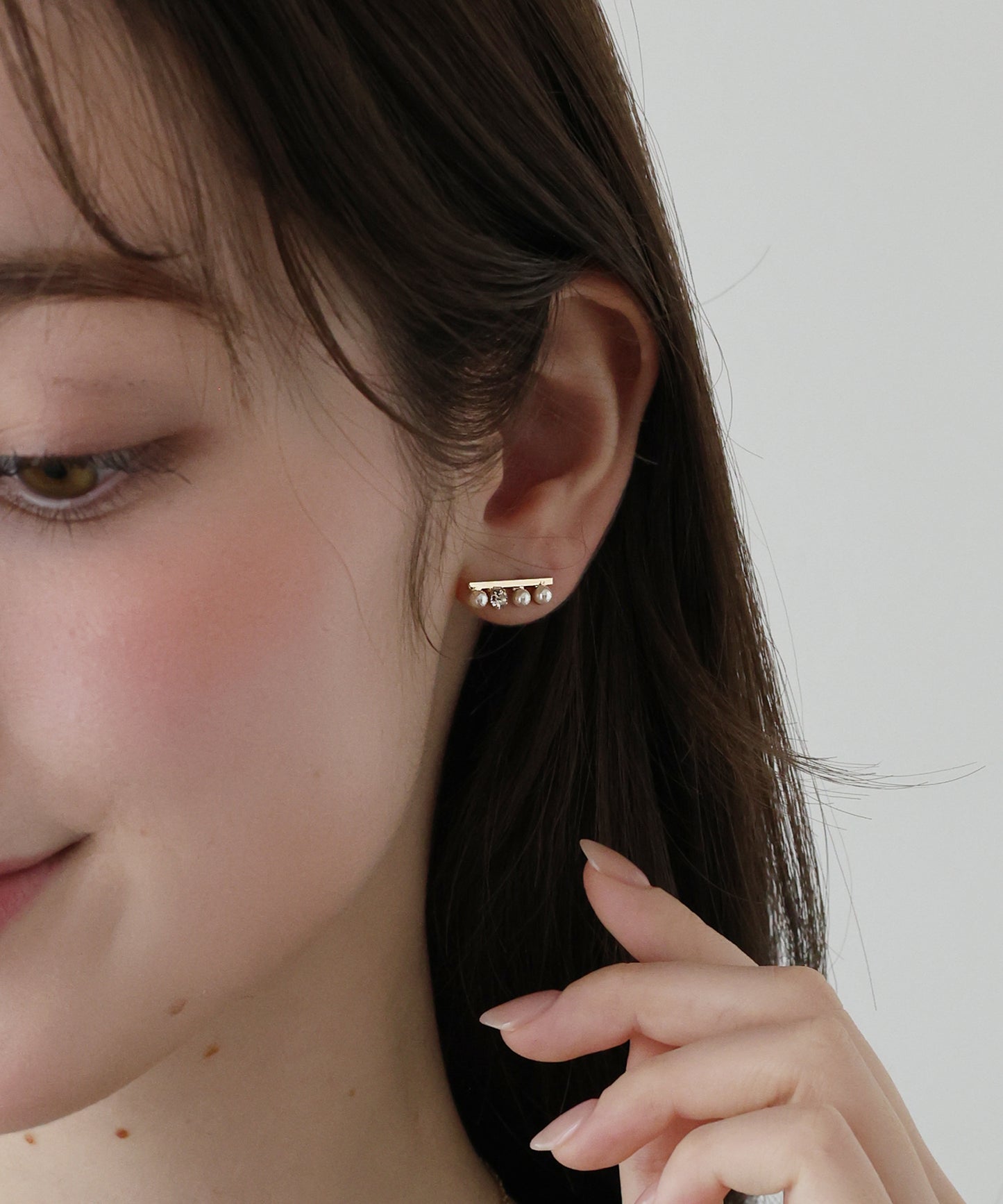 【早割5%OFF】パールビジューバーピアス / ニッケルフリー【ネコポス】