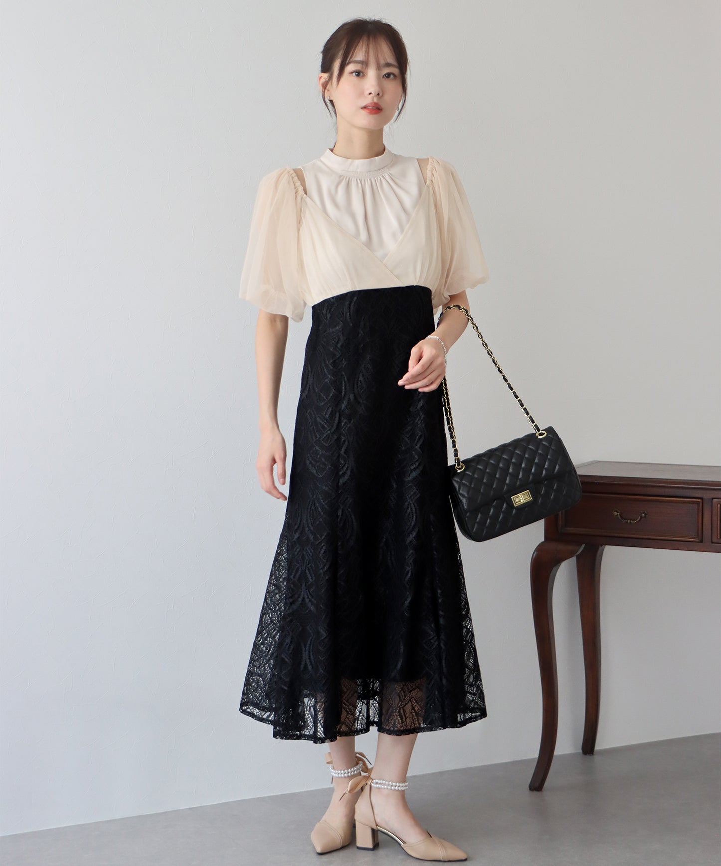 【TIME SALE】ラメチュールオフショルパーティードレス