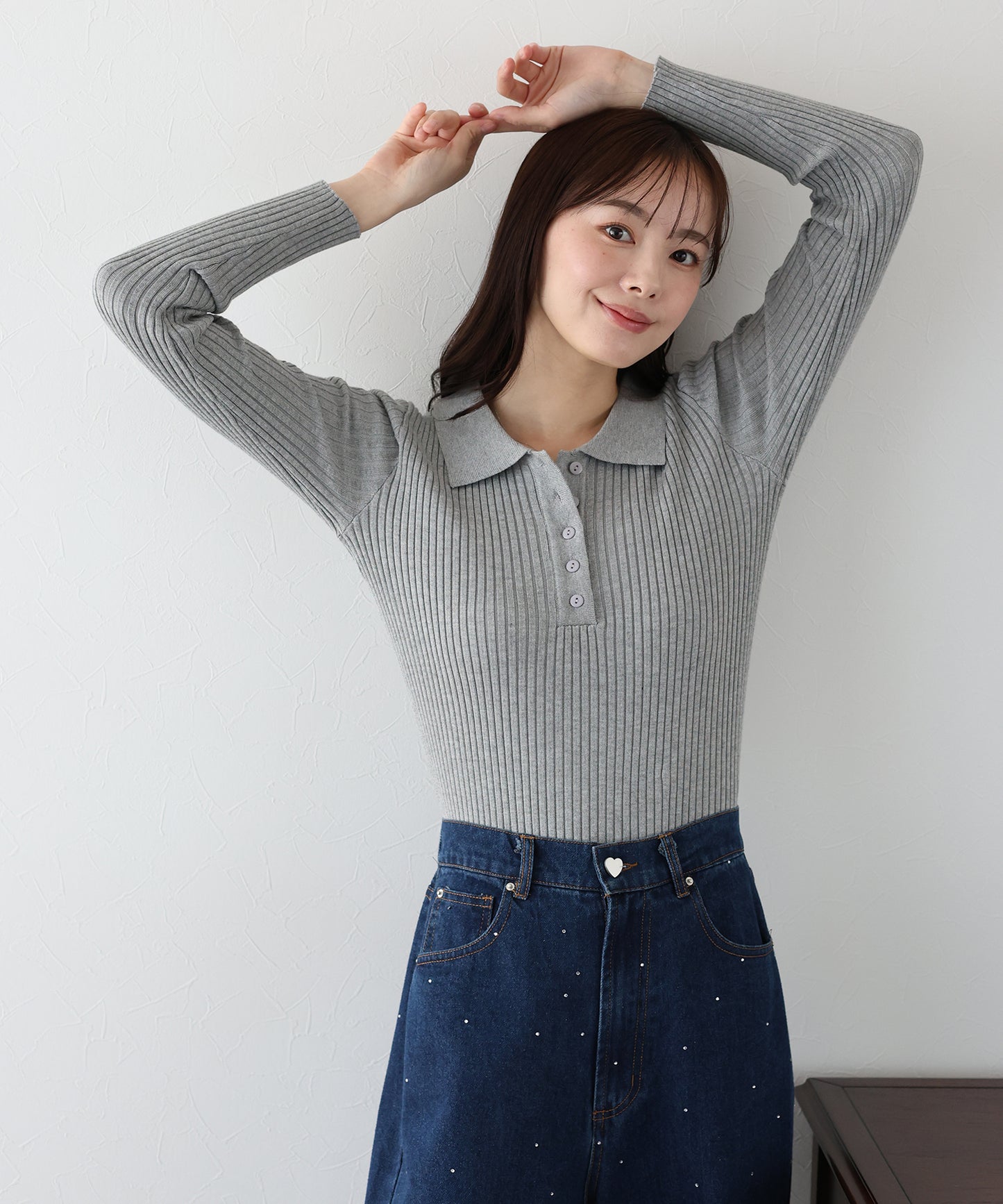 ポロ衿リブニット