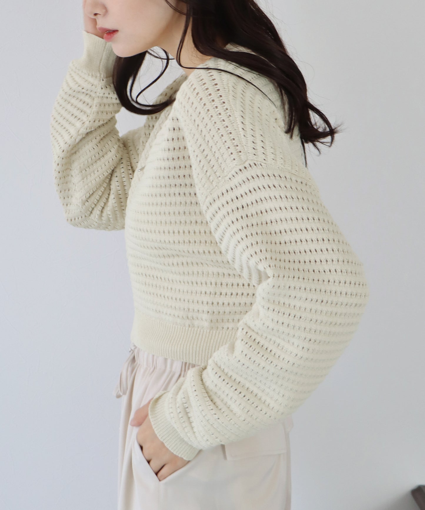 2WAY 지퍼 메쉬 니트 가디건