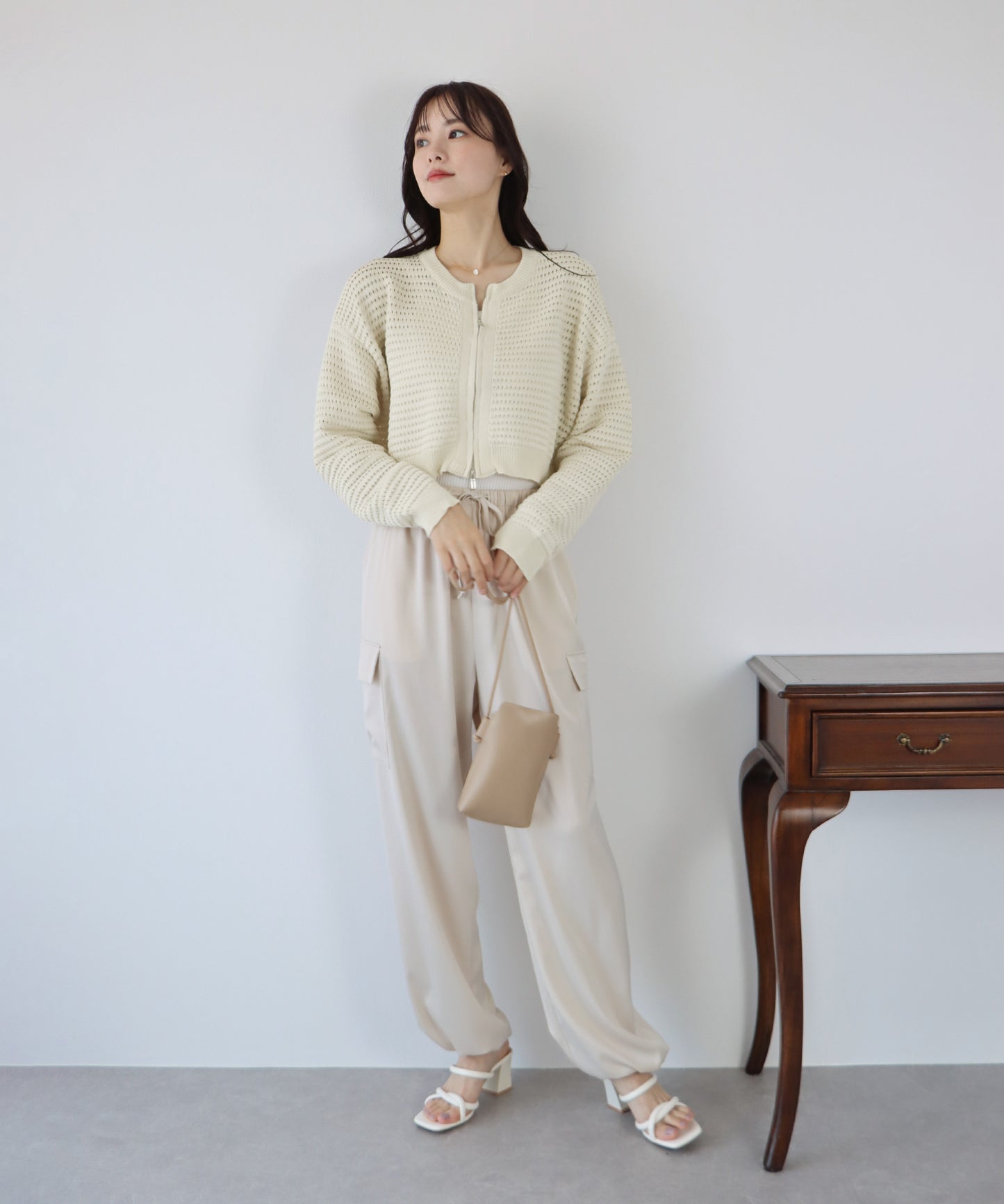 2WAY 지퍼 메쉬 니트 가디건