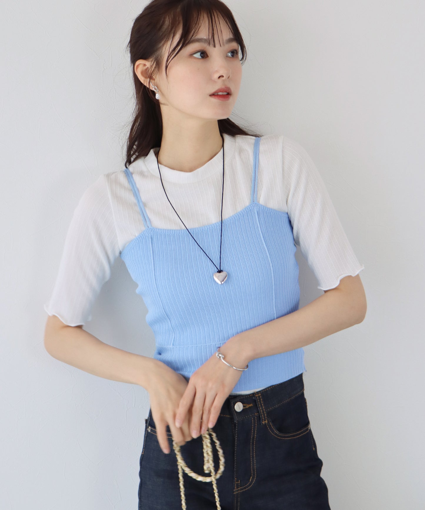 【SALE】細紐サマーニットリブキャミソール【ネコポス】