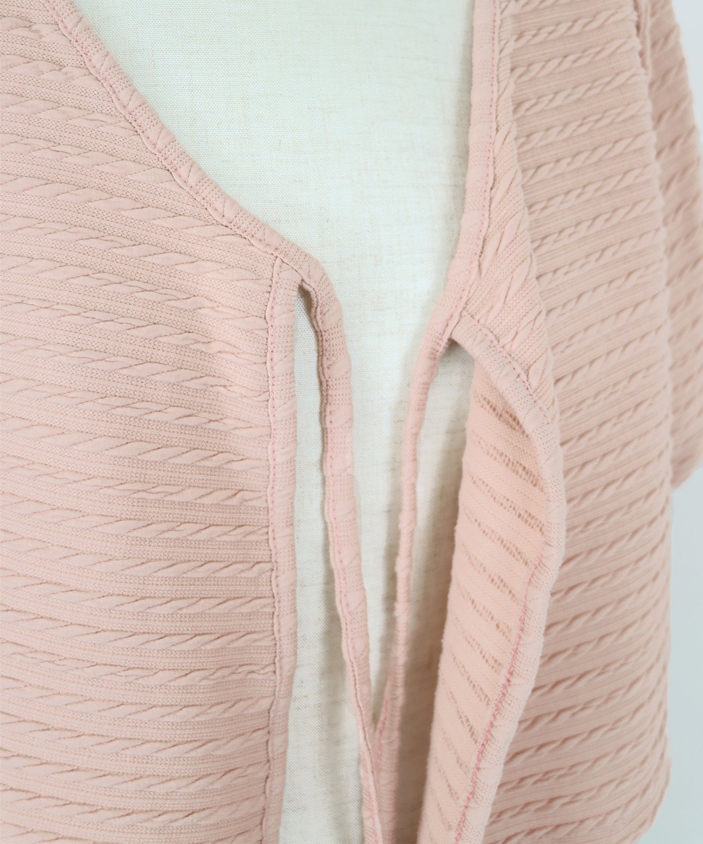 【SALE】半袖ケーブル柄リボンカーディガン