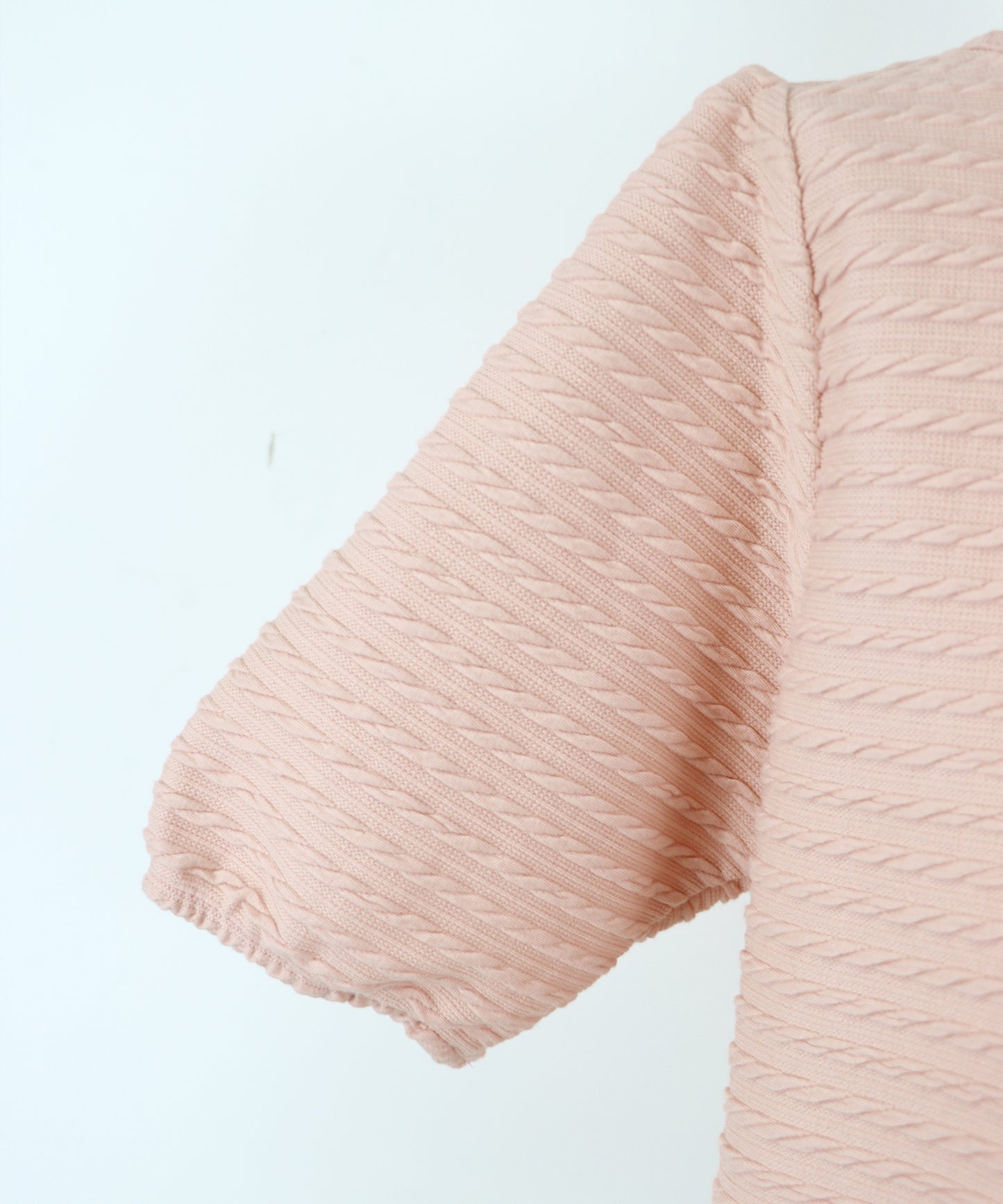 【SALE】半袖ケーブル柄リボンカーディガン