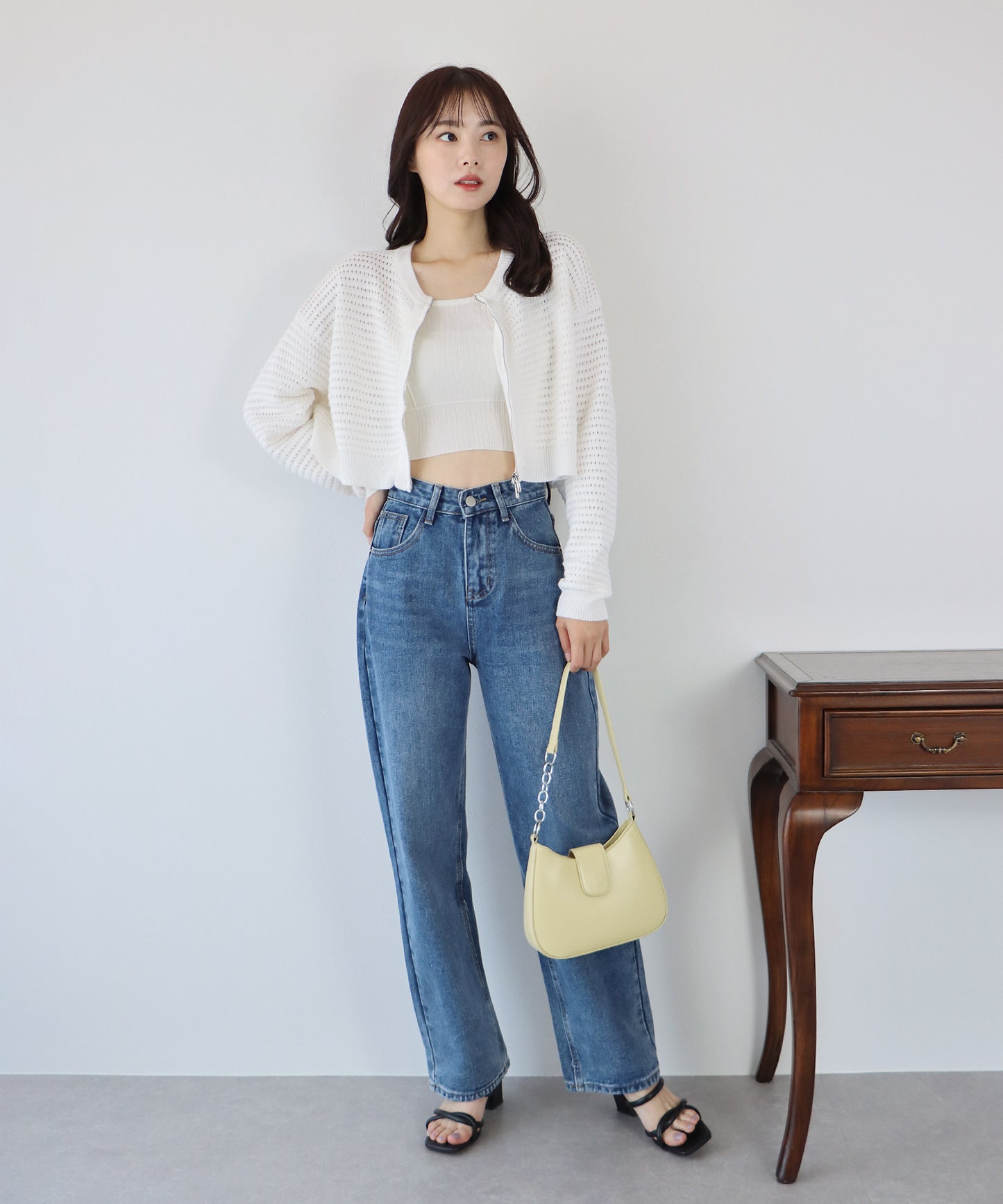 2WAY 지퍼 메쉬 니트 가디건