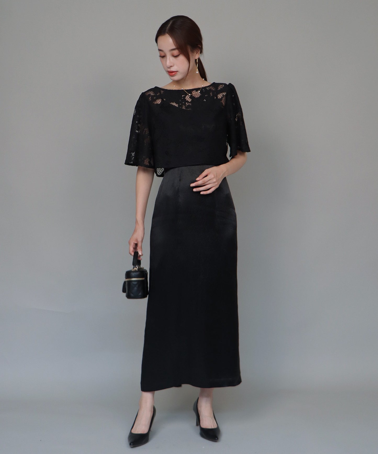 【SALE】日本製 レースボレロ+キャミソールワンピースドレス