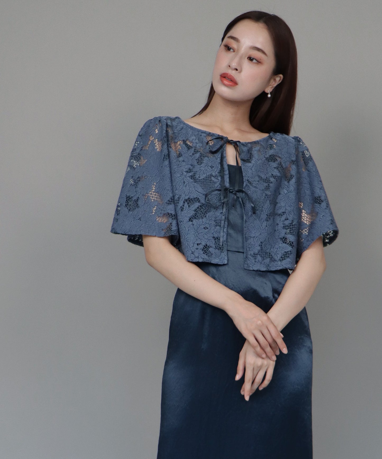 【SALE】日本製 レースボレロ+キャミソールワンピースドレス