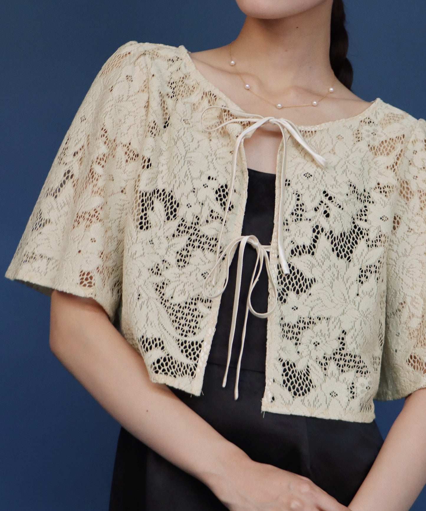【SALE】日本製 レースボレロ+キャミソールワンピースドレス