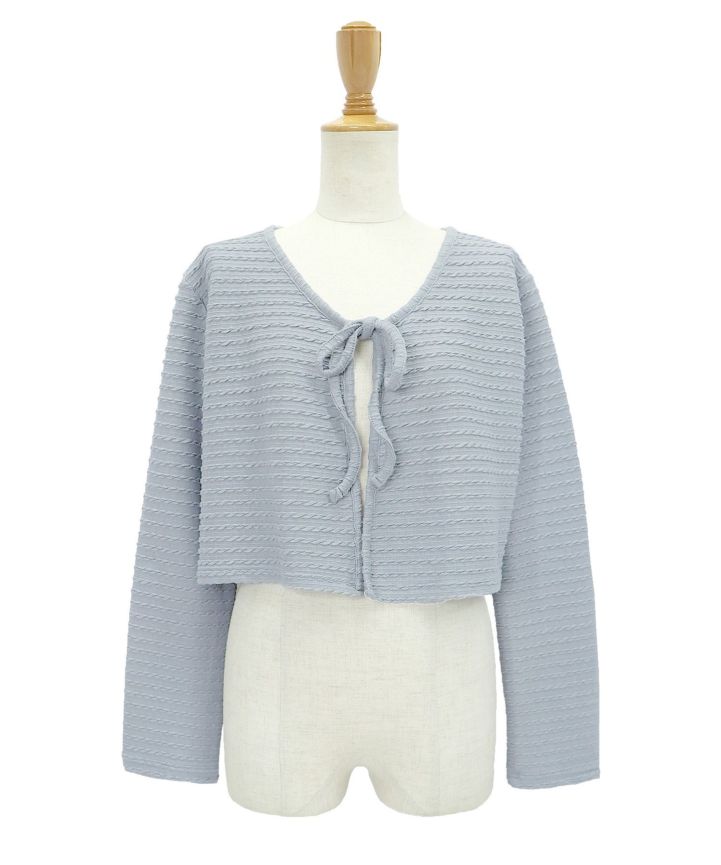 케이블 무늬 리본 가디건