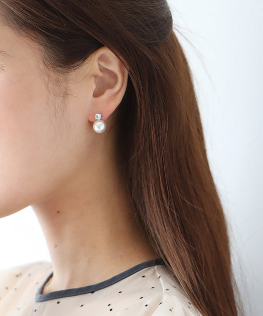 パール&クリアビジューピアス【ネコポス】