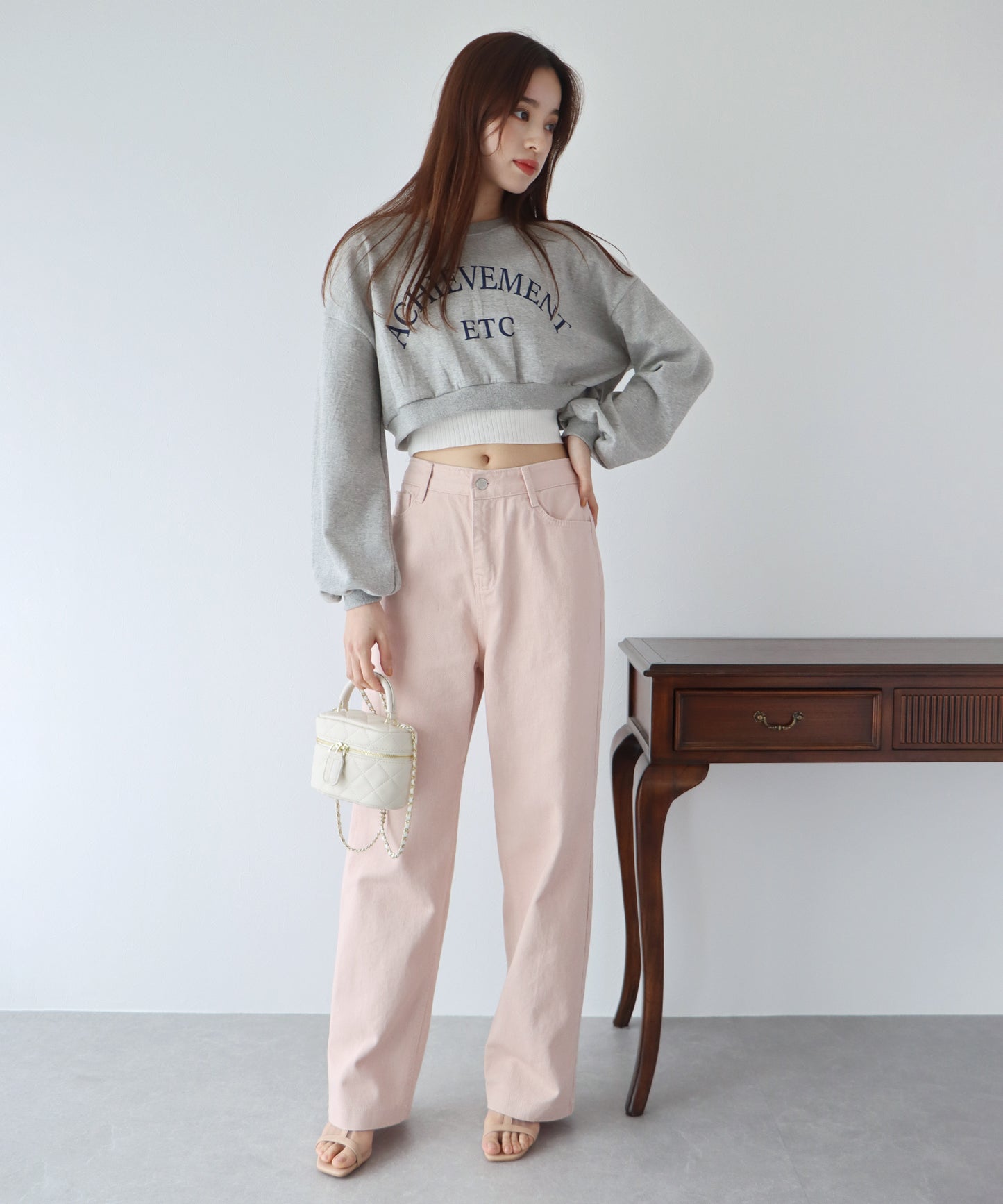 하이 웨스트 스트레이트 데님 팬츠
