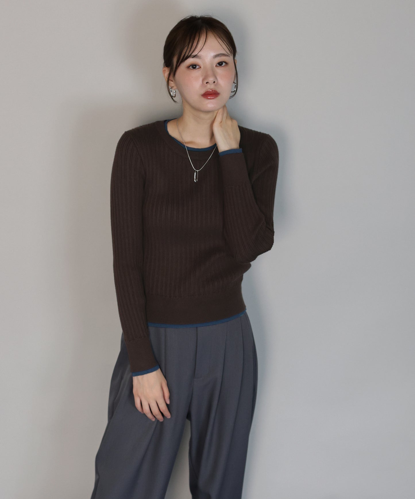 レイヤードランダムリブニット[ J by blue ]