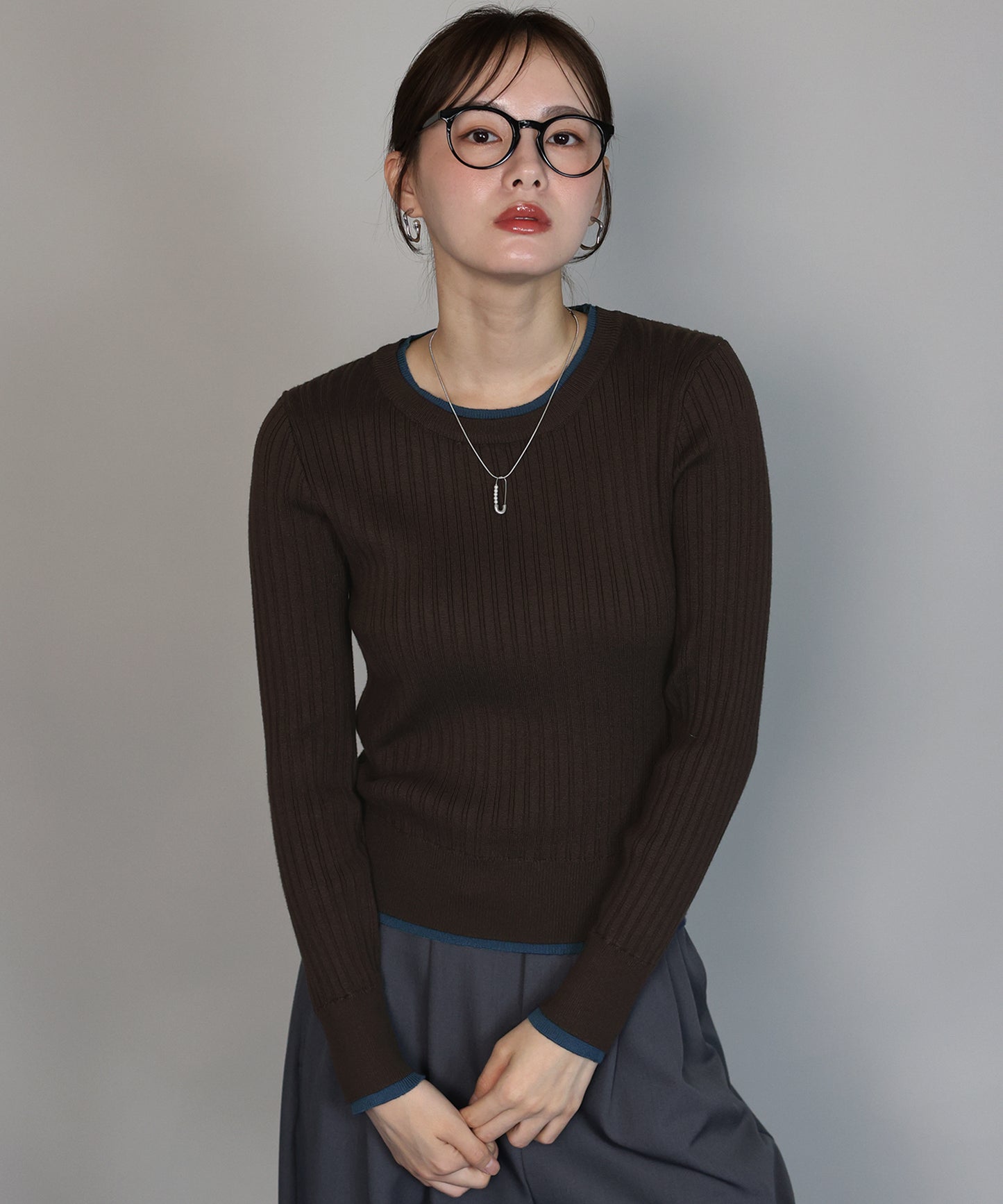 レイヤードランダムリブニット[ J by blue ]