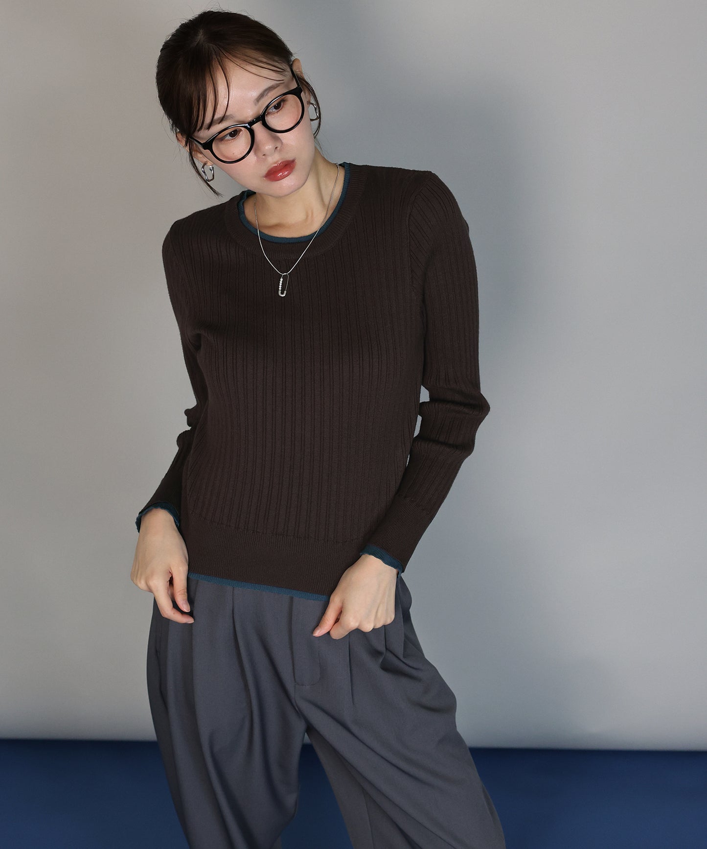 レイヤードランダムリブニット[ J by blue ]