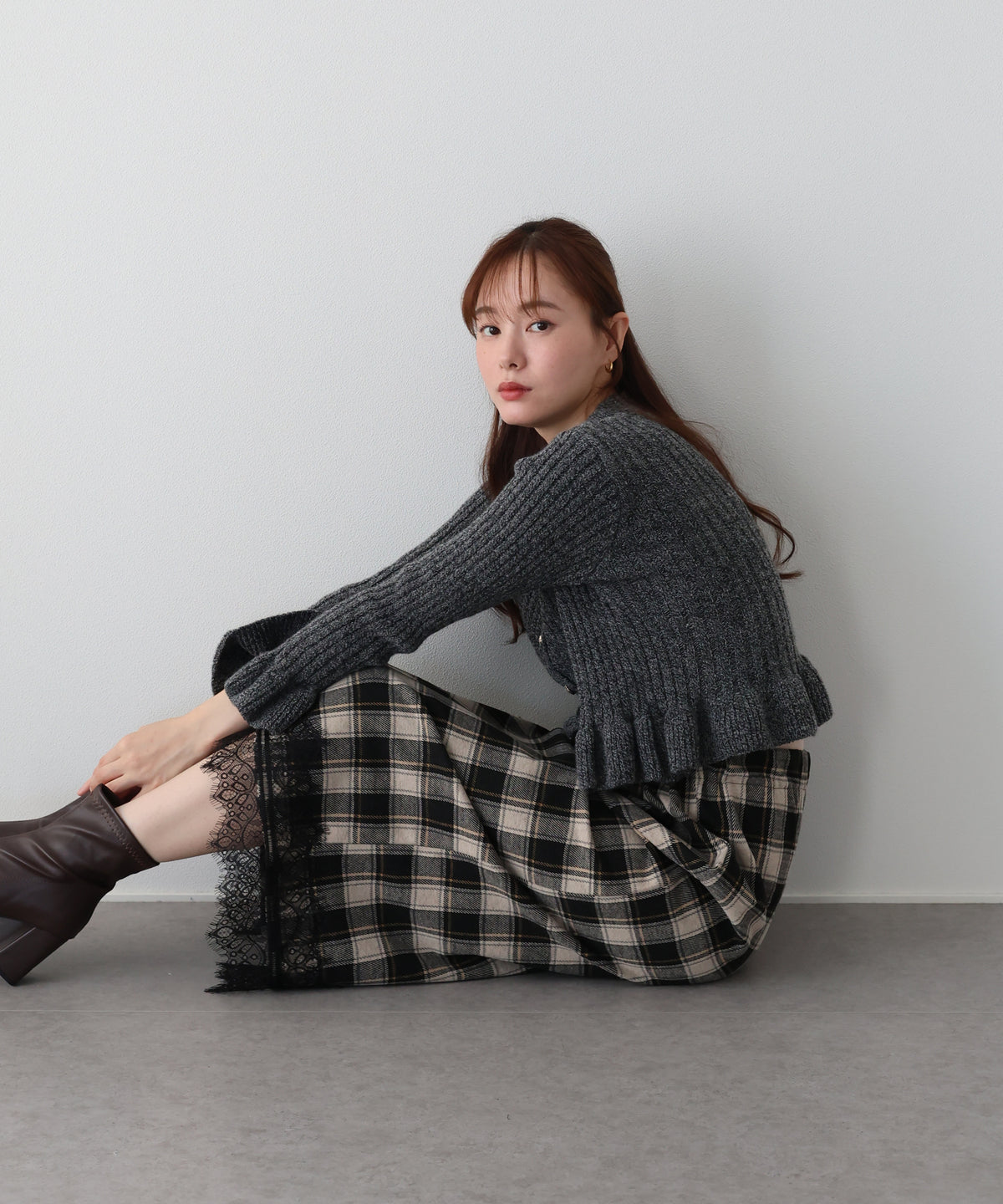 【早割5％OFF】ペプラムメランジカーディガン