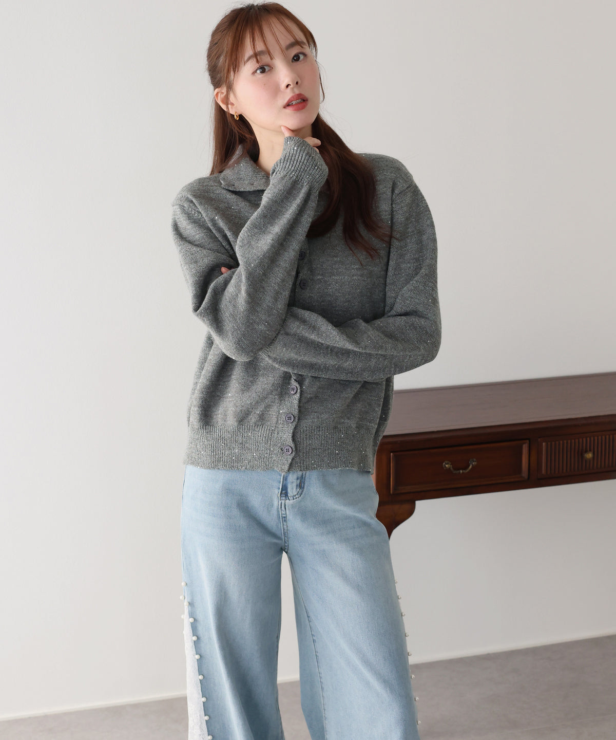 【早割5％OFF】ハイネックスパンコールニット