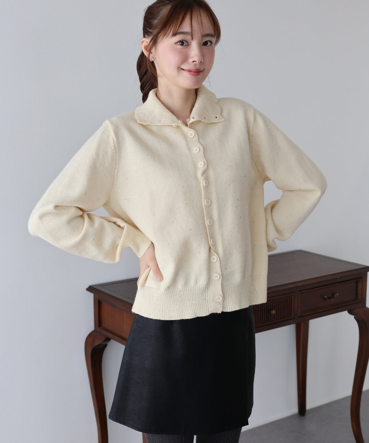 【早割5％OFF】ハイネックスパンコールニット