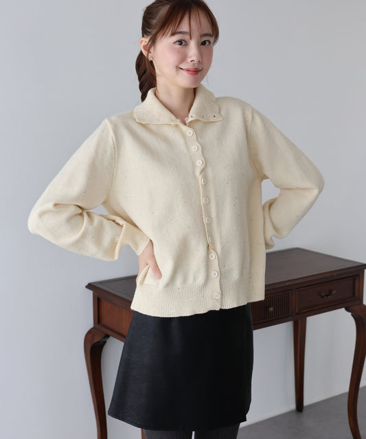 【早割5％OFF】ハイネックスパンコールニット