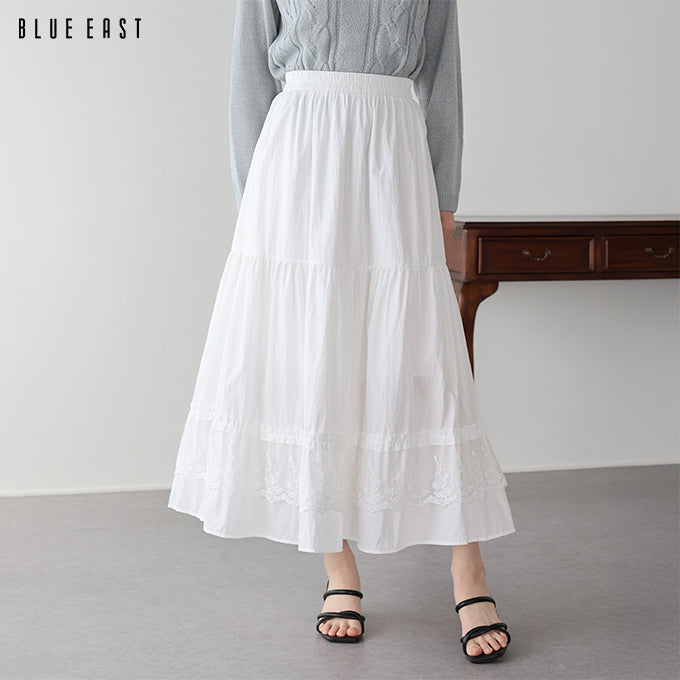 【早割5％OFF】レースティアードスカート