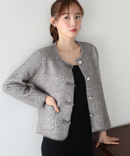 【早割5％OFF】ループボタンシャギーニットジャケット