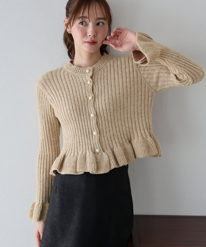 【早割5％OFF】ペプラムメランジカーディガン