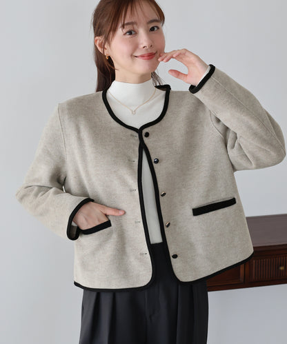 【早割5％OFF】パイピングノーカラージャケット