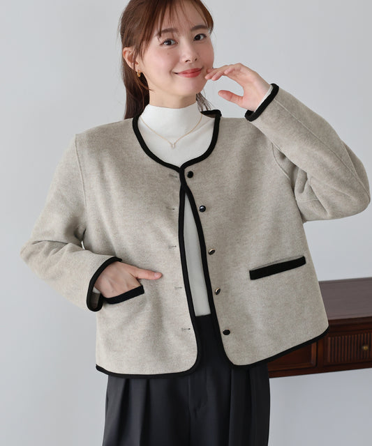 【早割5％OFF】パイピングノーカラージャケット