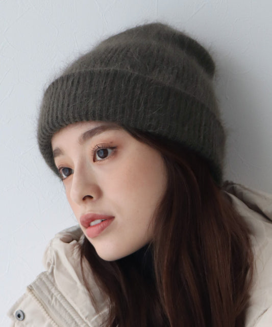 【TIME SALE】アンゴラニットビーニー 帽子【ネコポス】